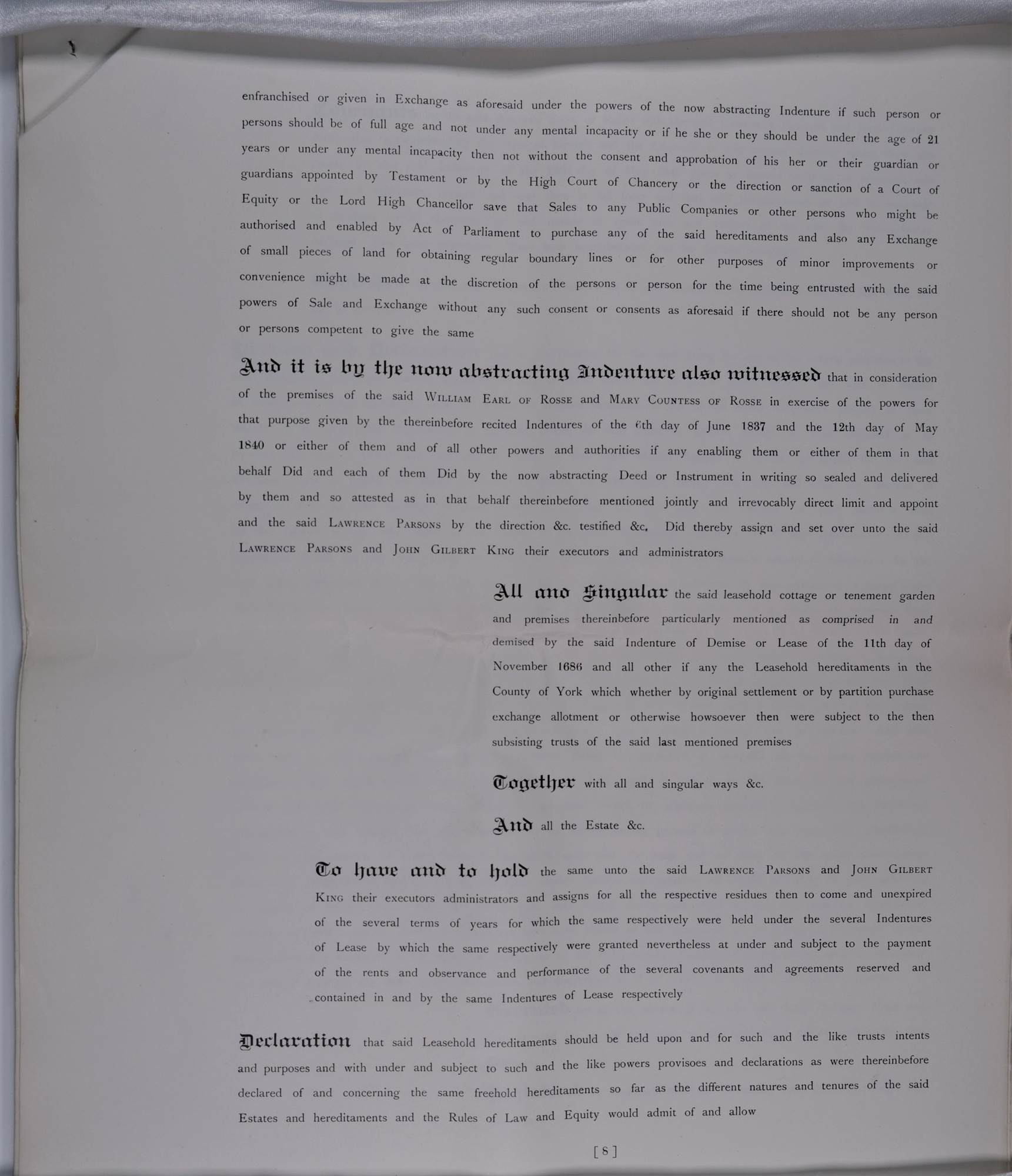 Abstract of land transfers