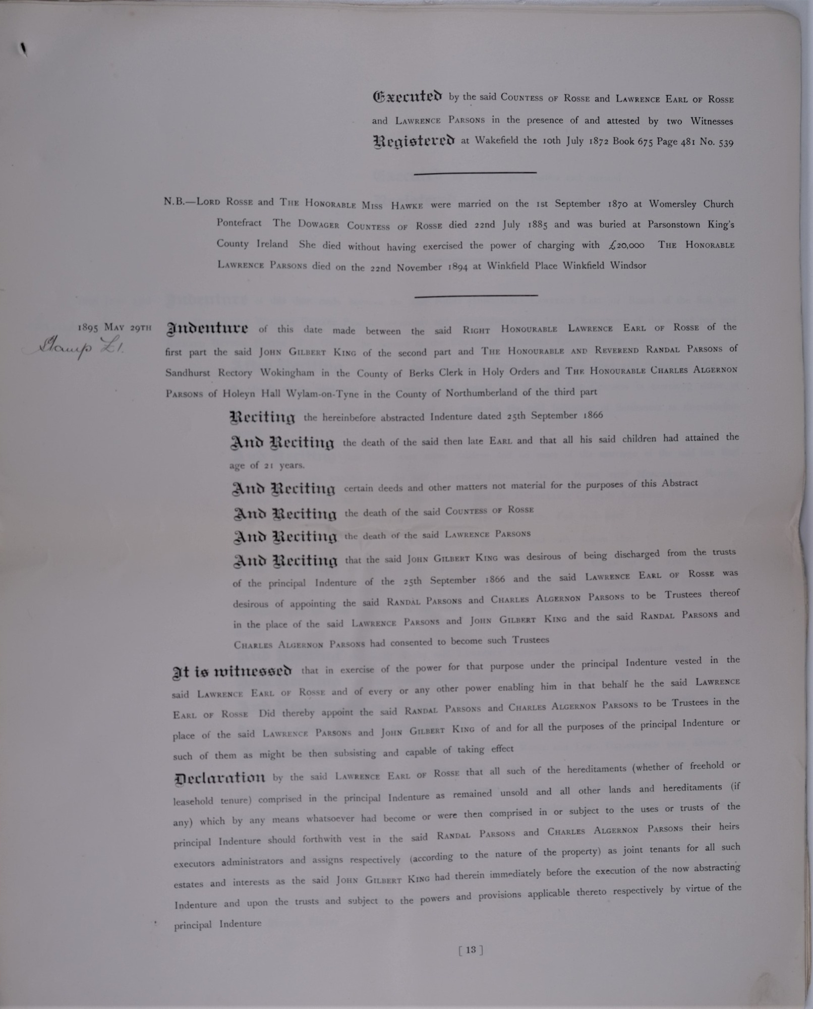 Abstract of land transfers