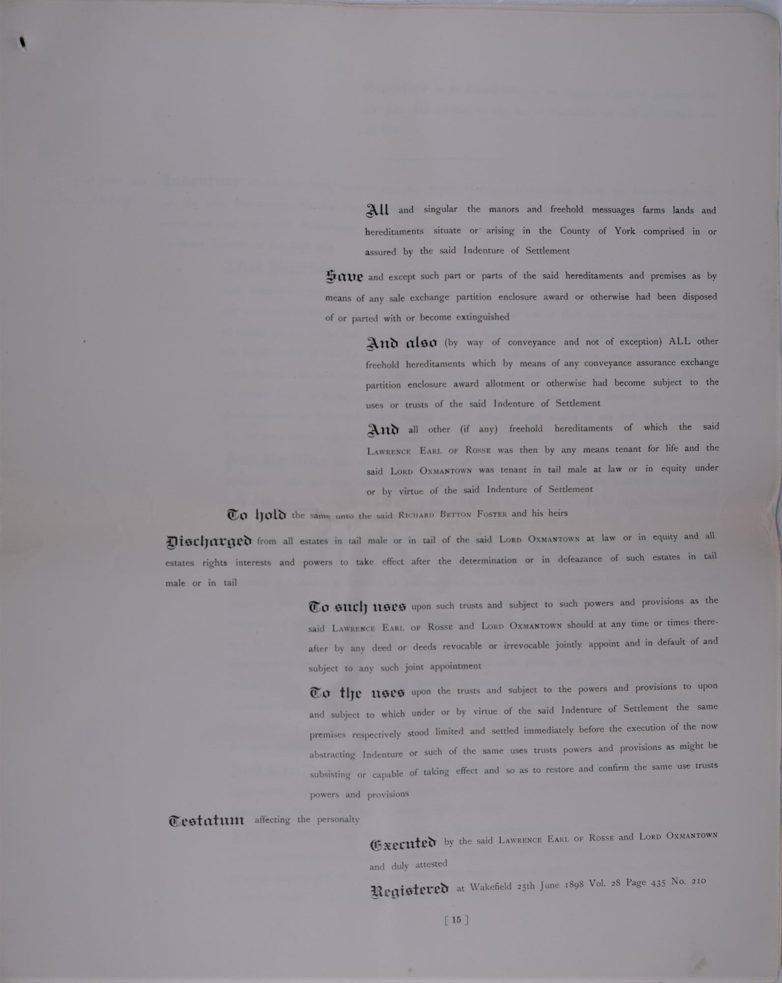 Abstract of land transfers