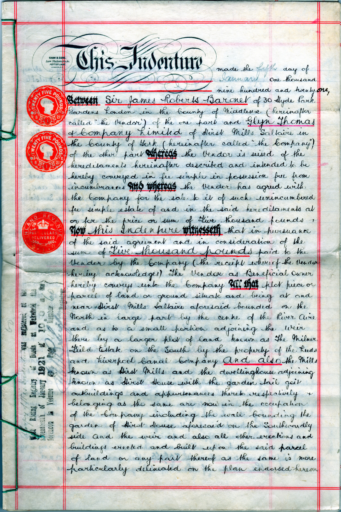 Conveyance of Hirst Mills