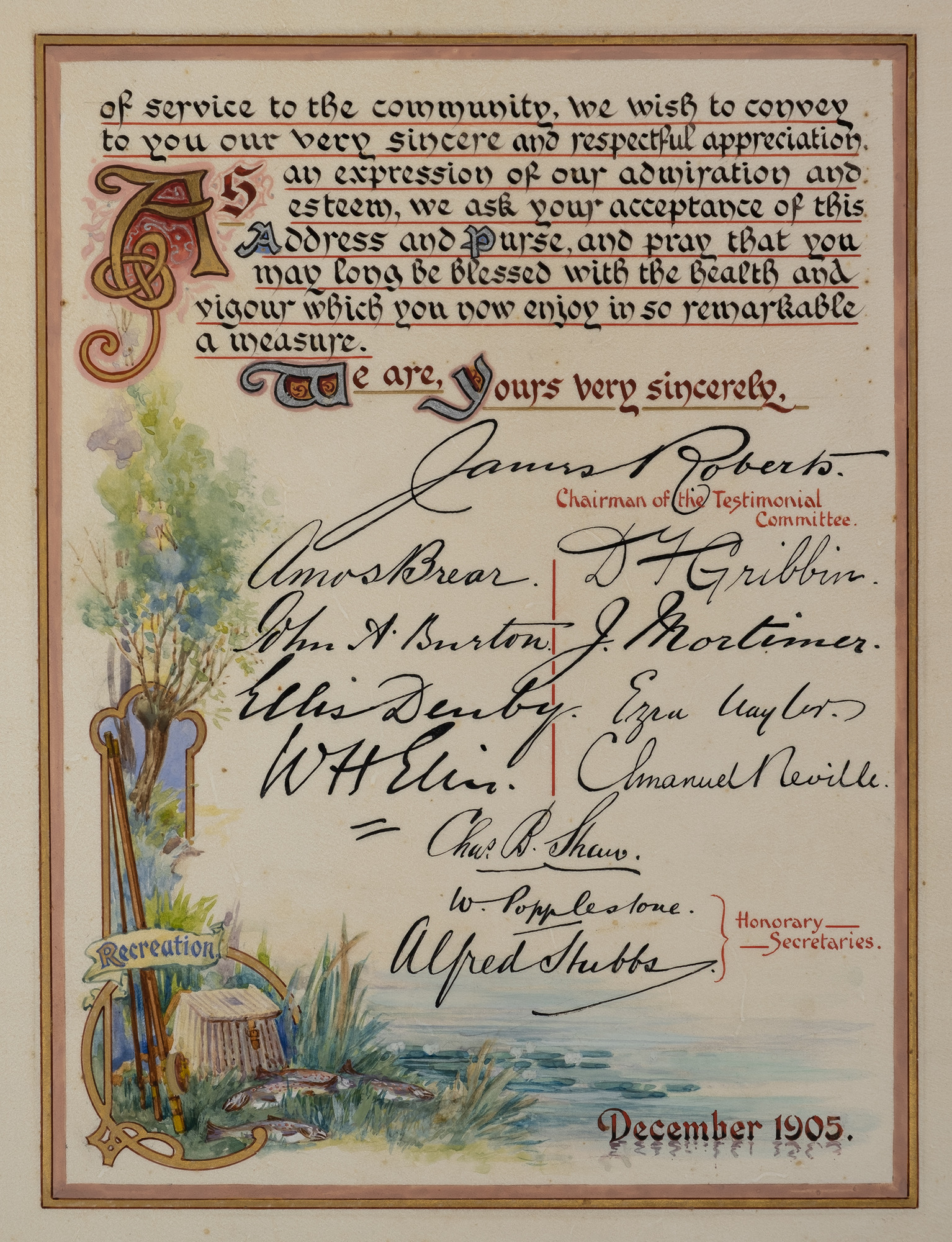 George Morrell's Presentation Book: Close up of third illuminated page