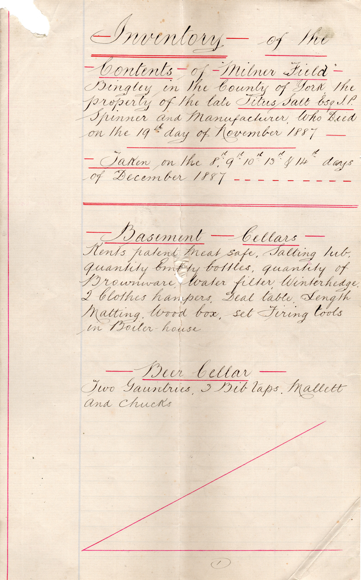 Inventory of Milner Field: Page 1