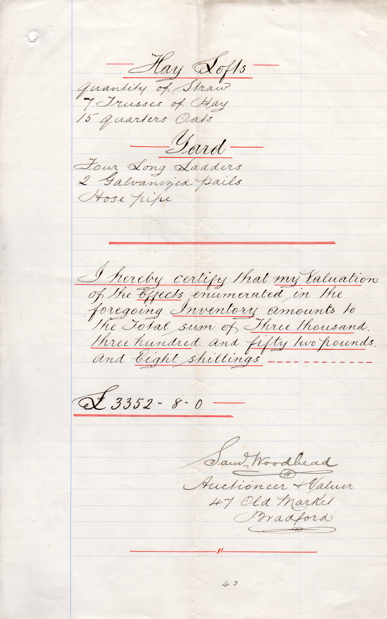 Inventory of Milner Field: Page 43 - Version 2 with total valuation