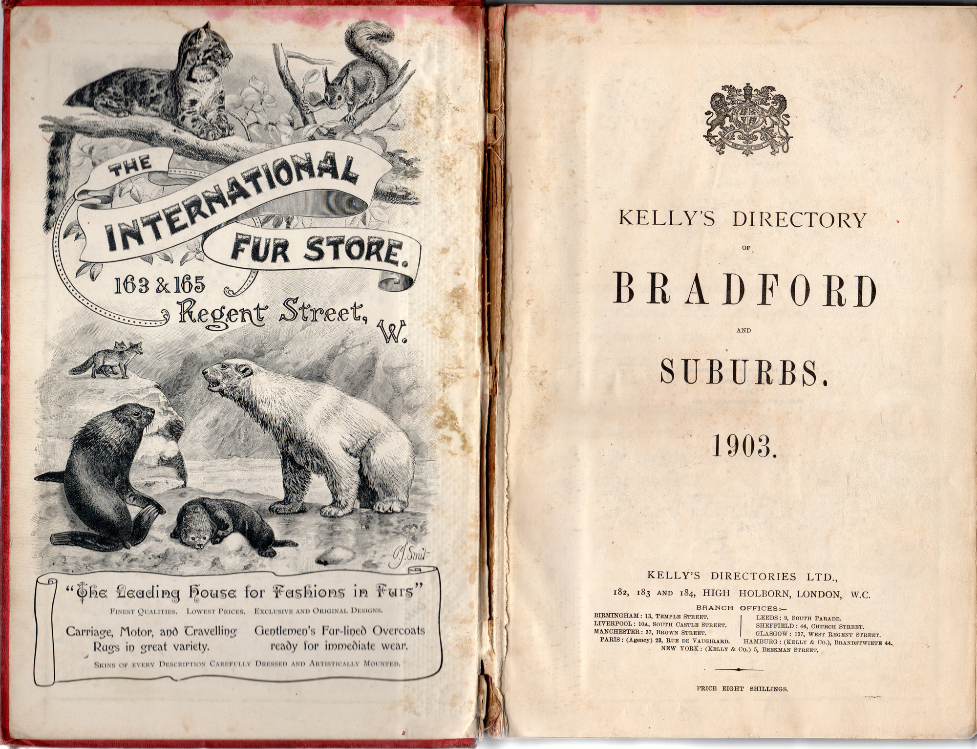 Kelly's Directory of Bradford and Suburbs 1903: Inside front cover and page 1