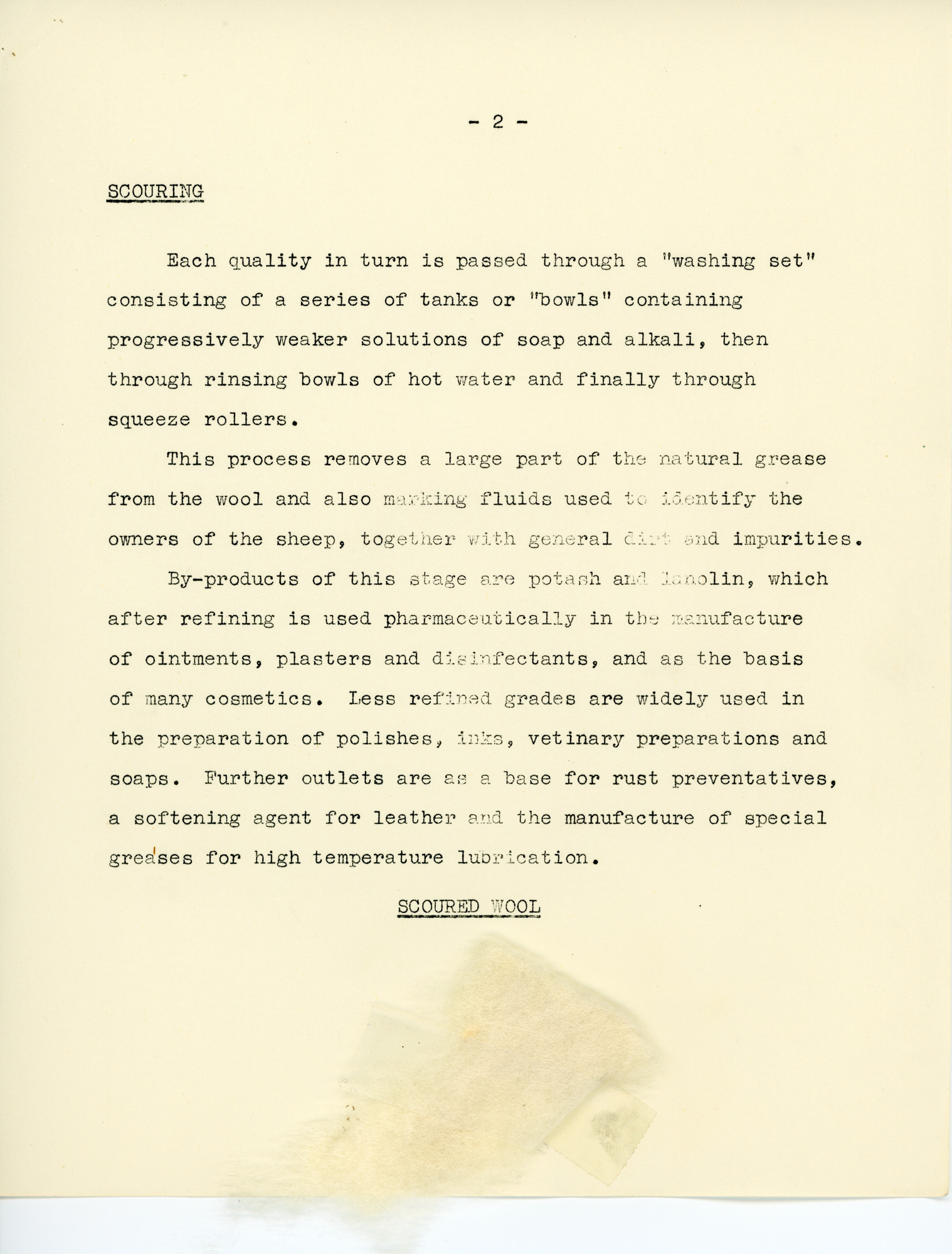 Main Processes in the Worsted Textile Spinning and Manufacturing Industry: Page 2 - Scouring