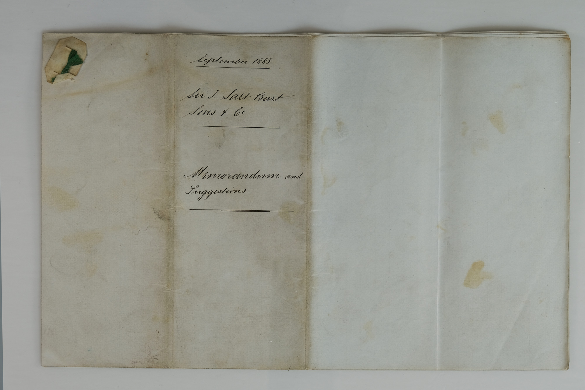 Memorandum and suggestions 1883