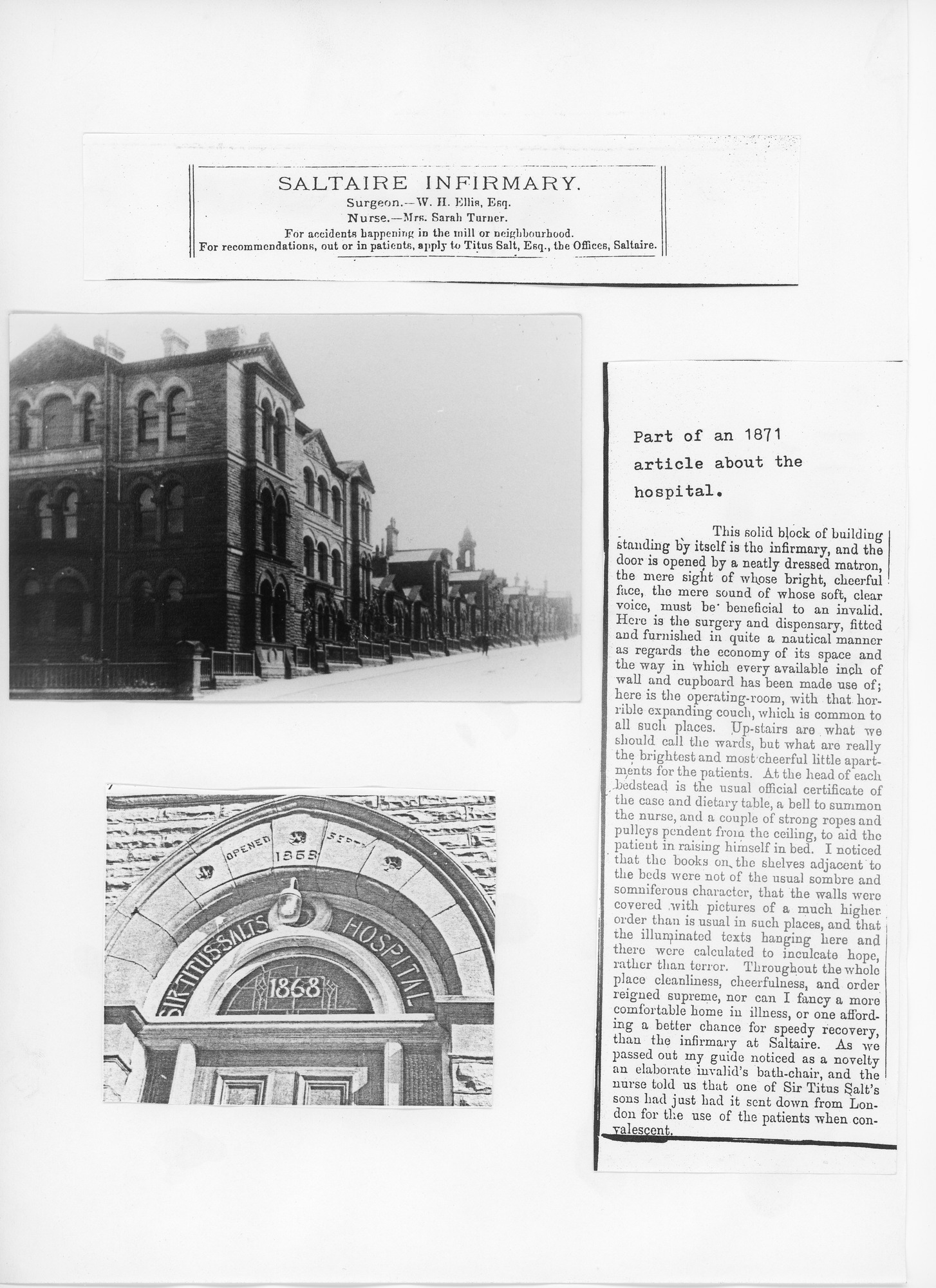 Newscuttings concerning Sir Titus Salt's Hospital