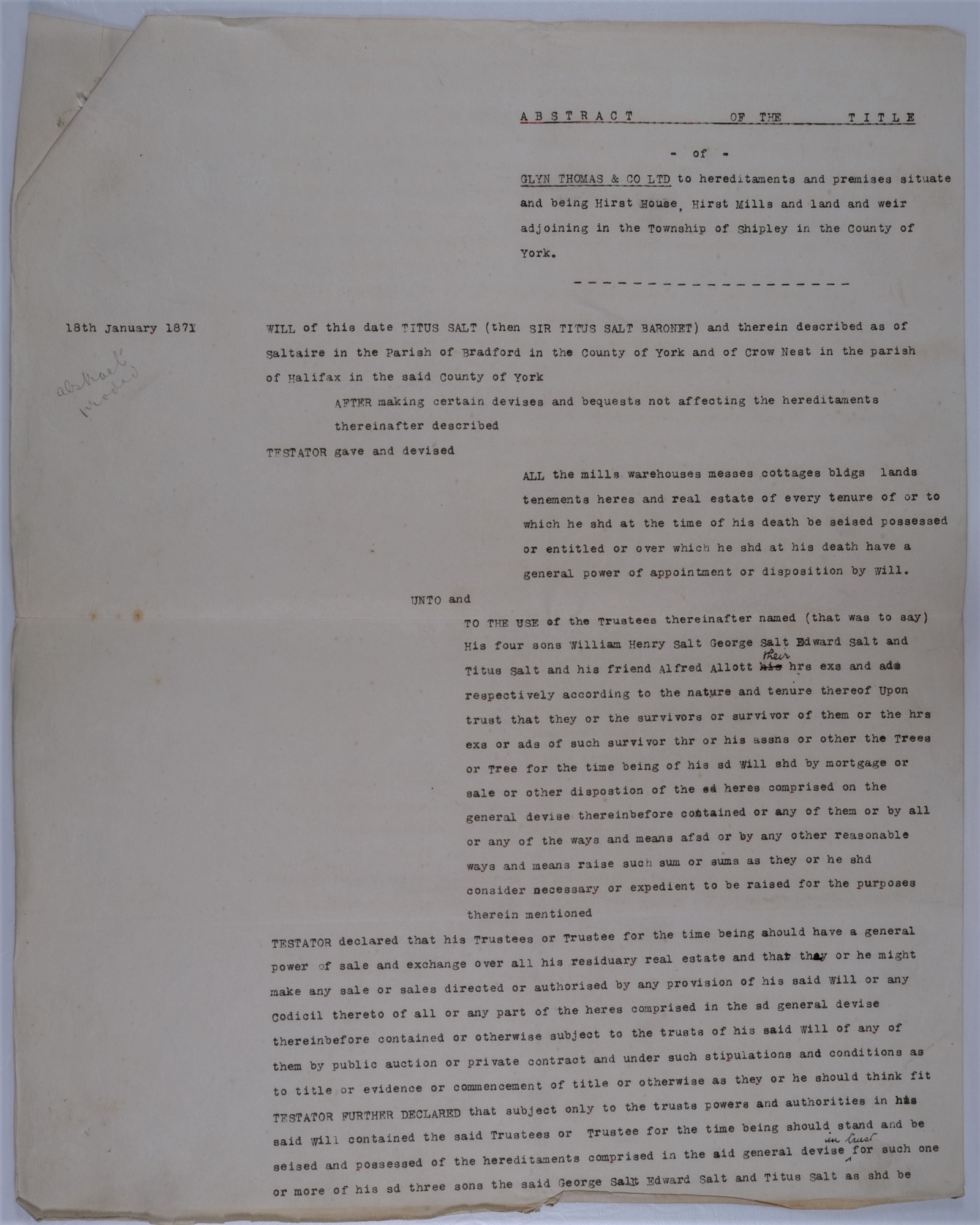 Part of a Mortgage contract