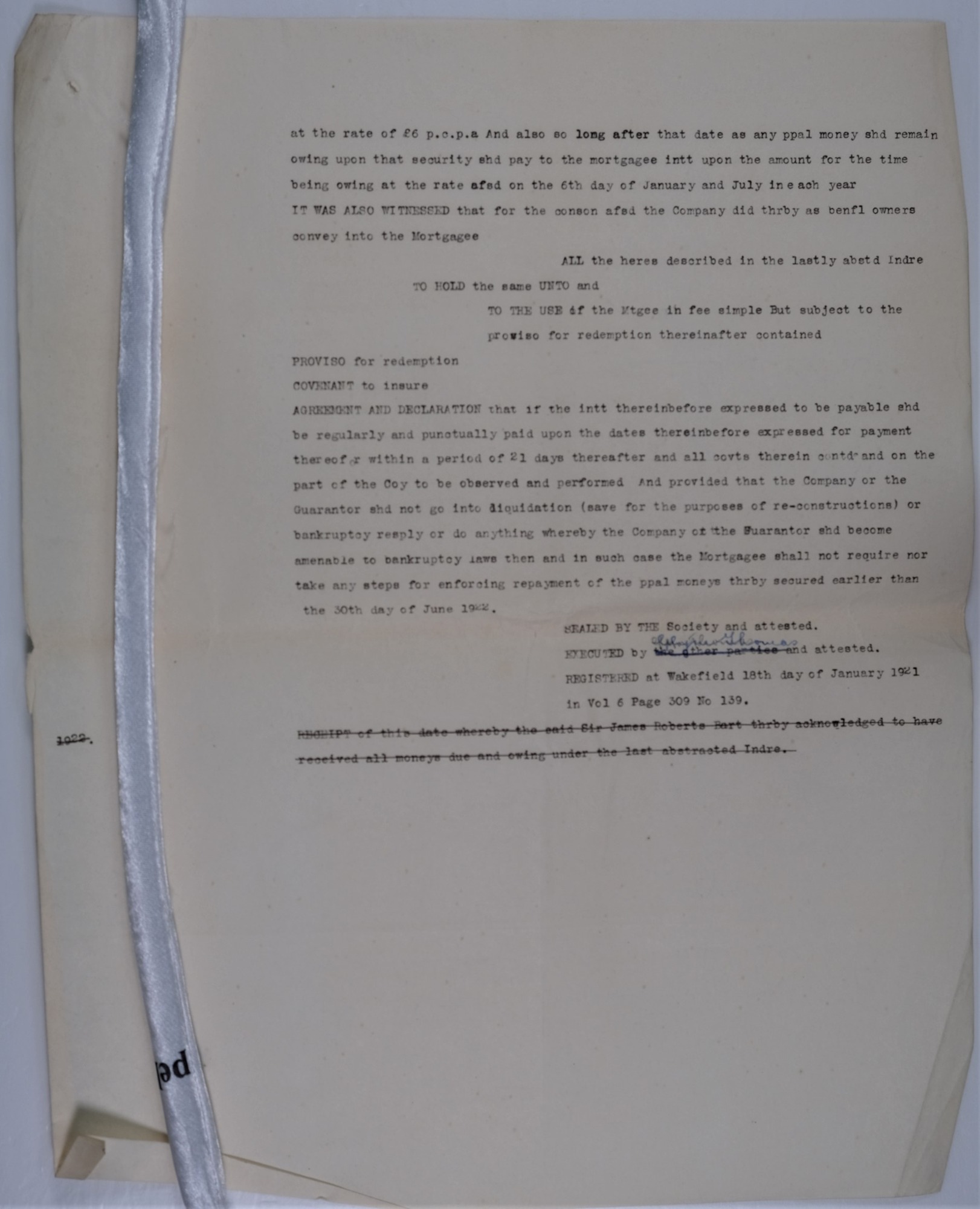 Part of a Mortgage contract