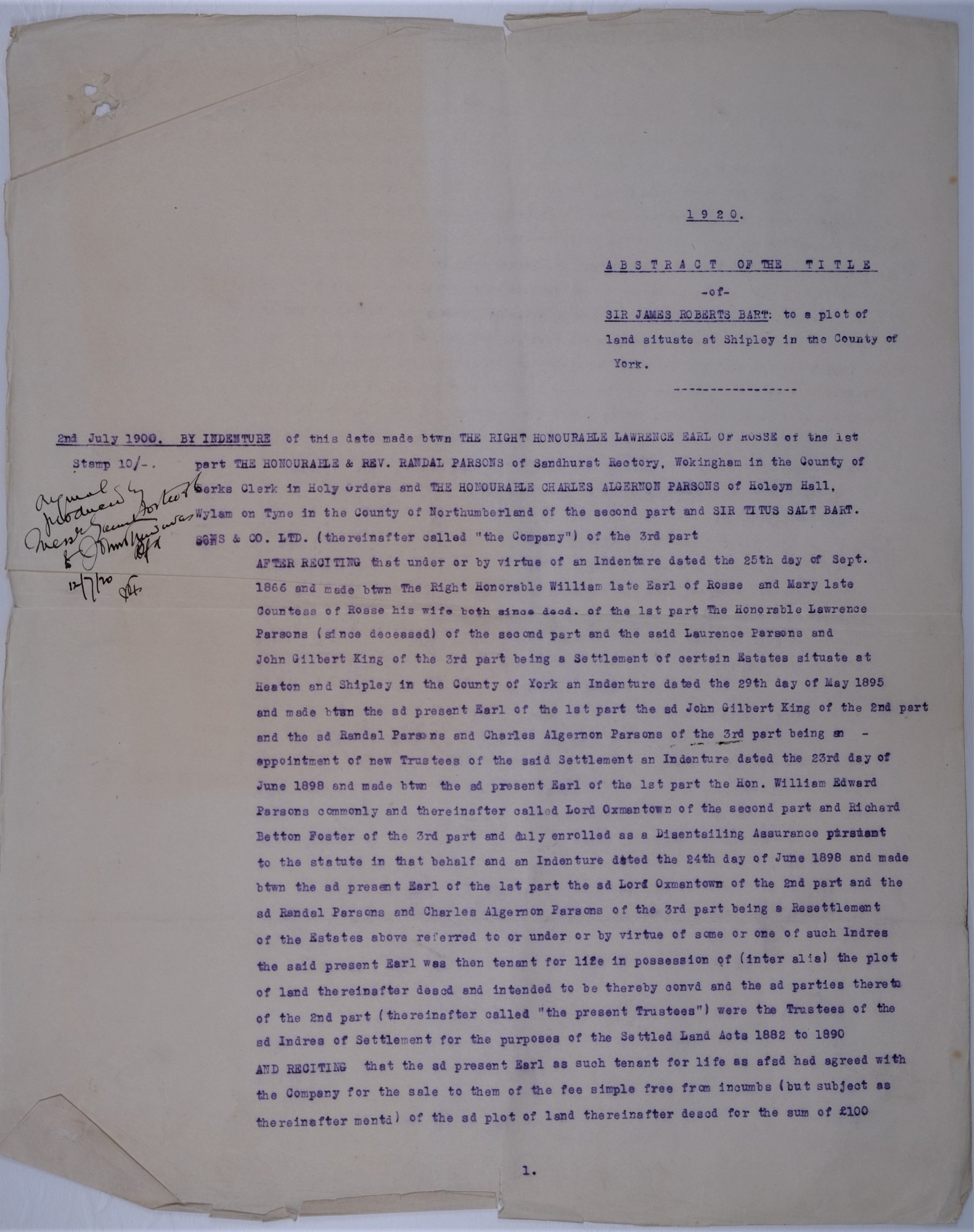 Part of a Mortgage contract