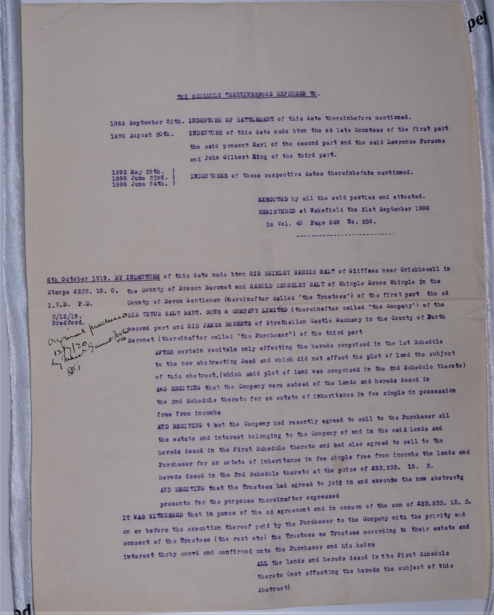 Part of a Mortgage contract