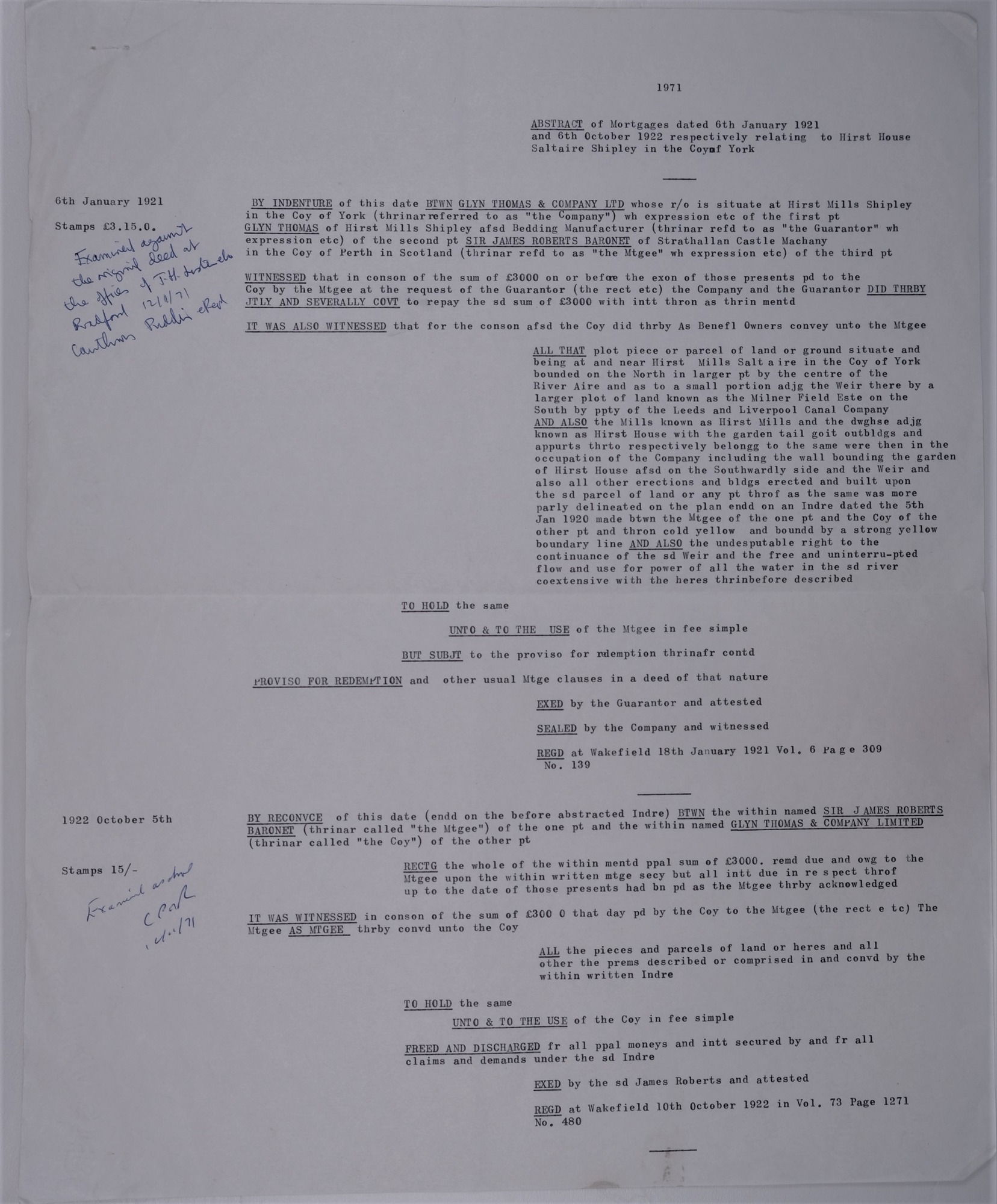 Part of a Mortgage contract