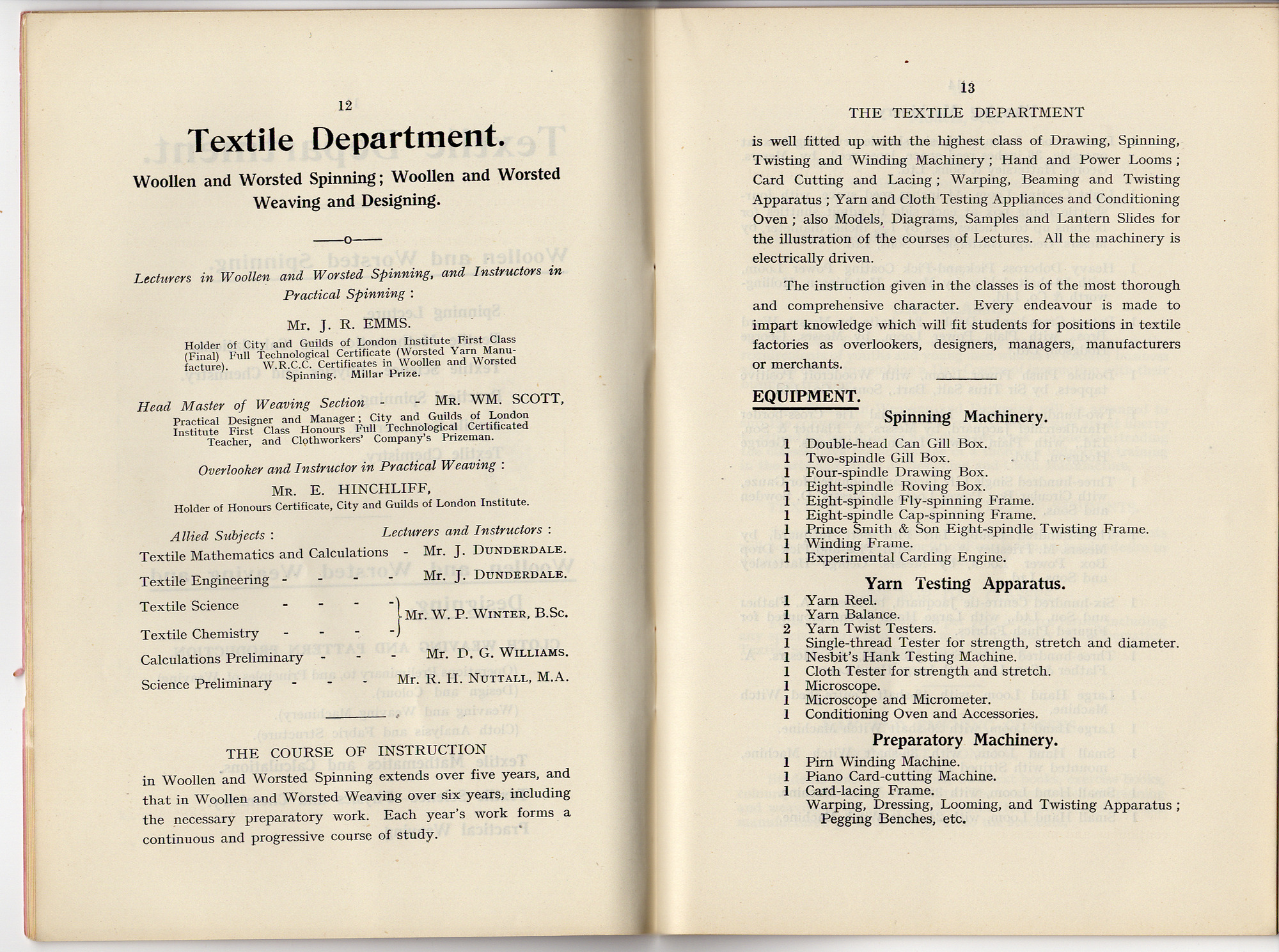Salt School's Technical School Prospectuses (1927-1940): Prospecuts 1927-1928 - pages 12 and 13