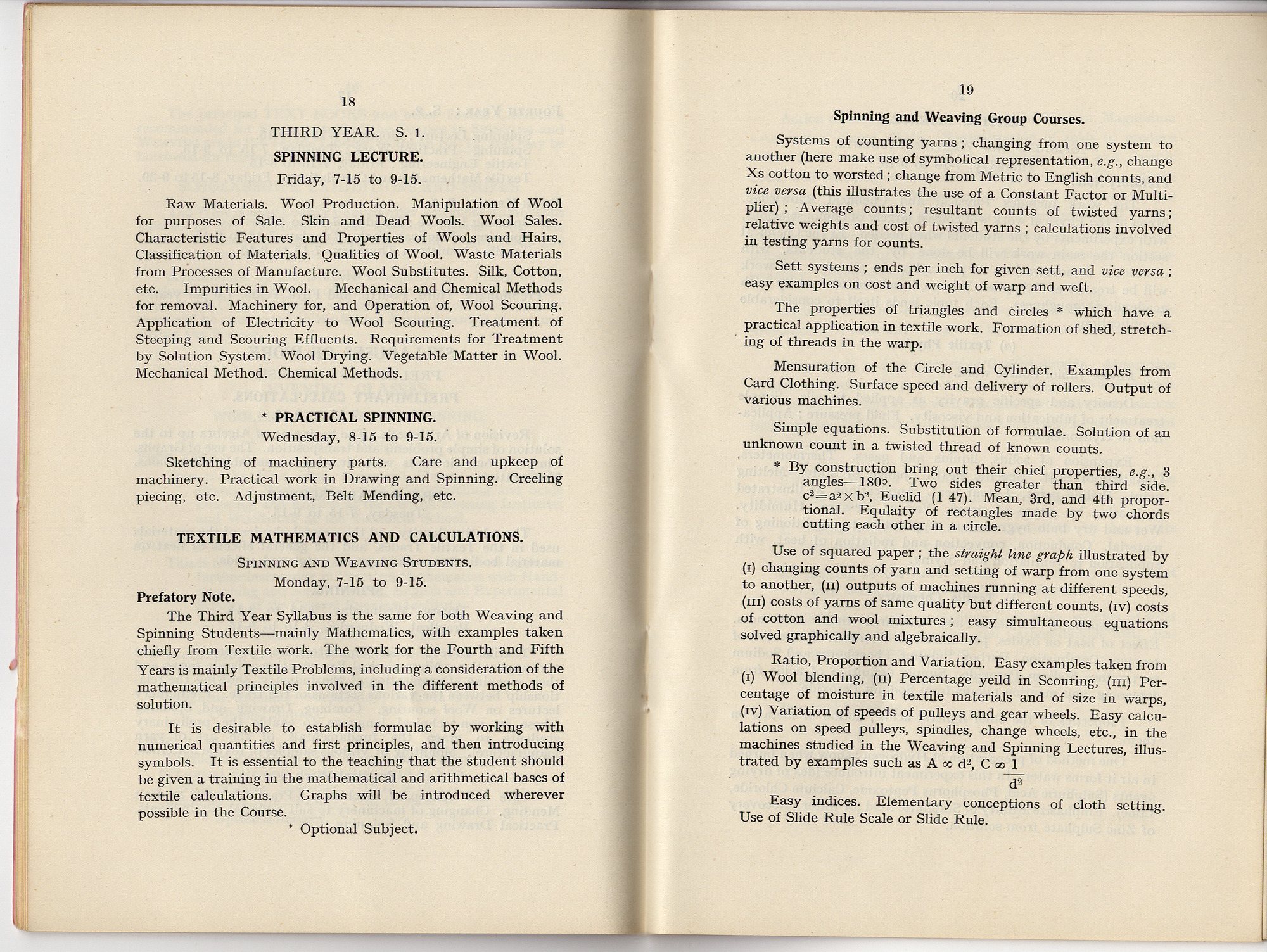 Salt School's Technical School Prospectuses (1927-1940): Prospecuts 1927-1928 - pages 18 and 19