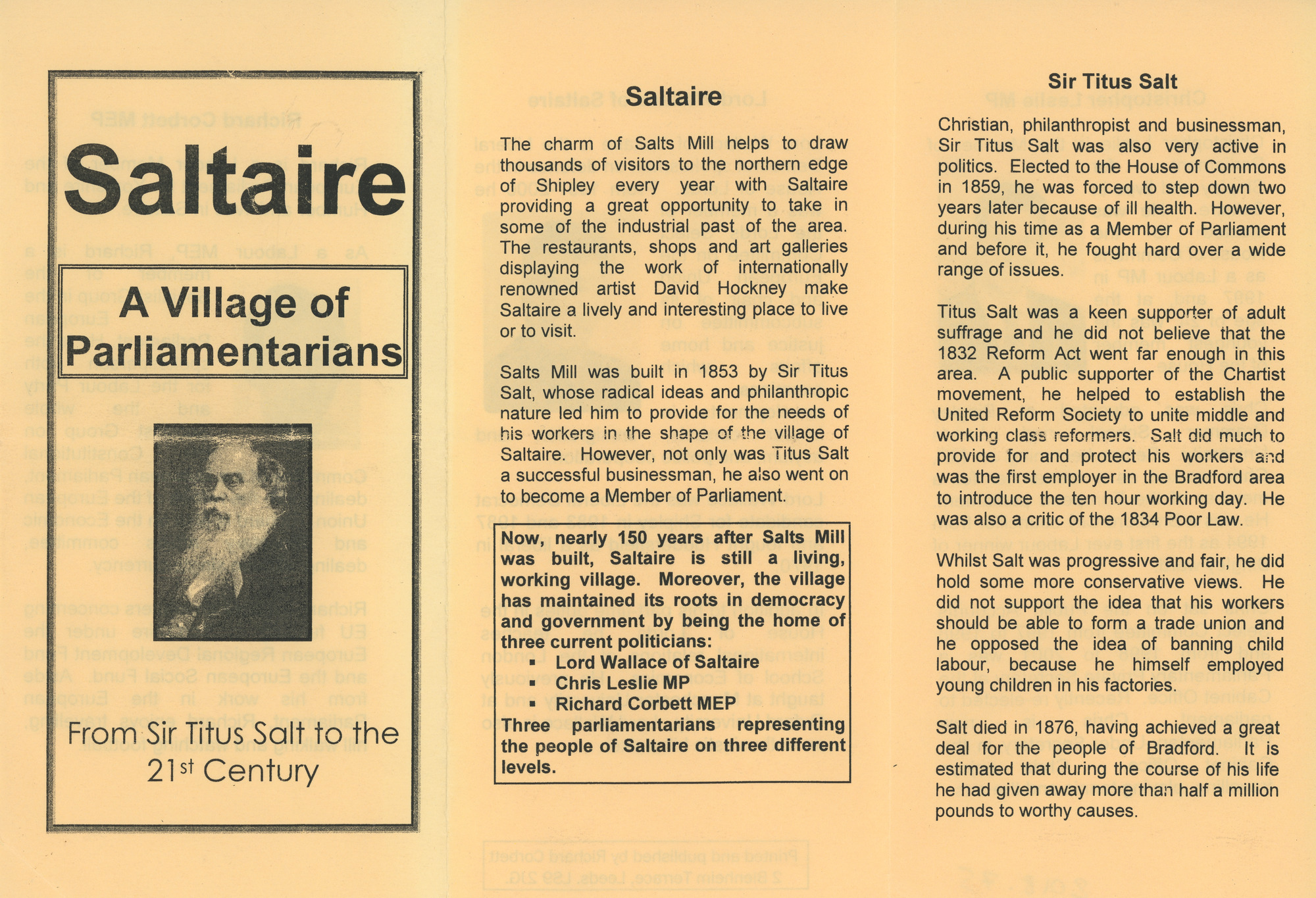 Saltaire: a village of parliamentarians