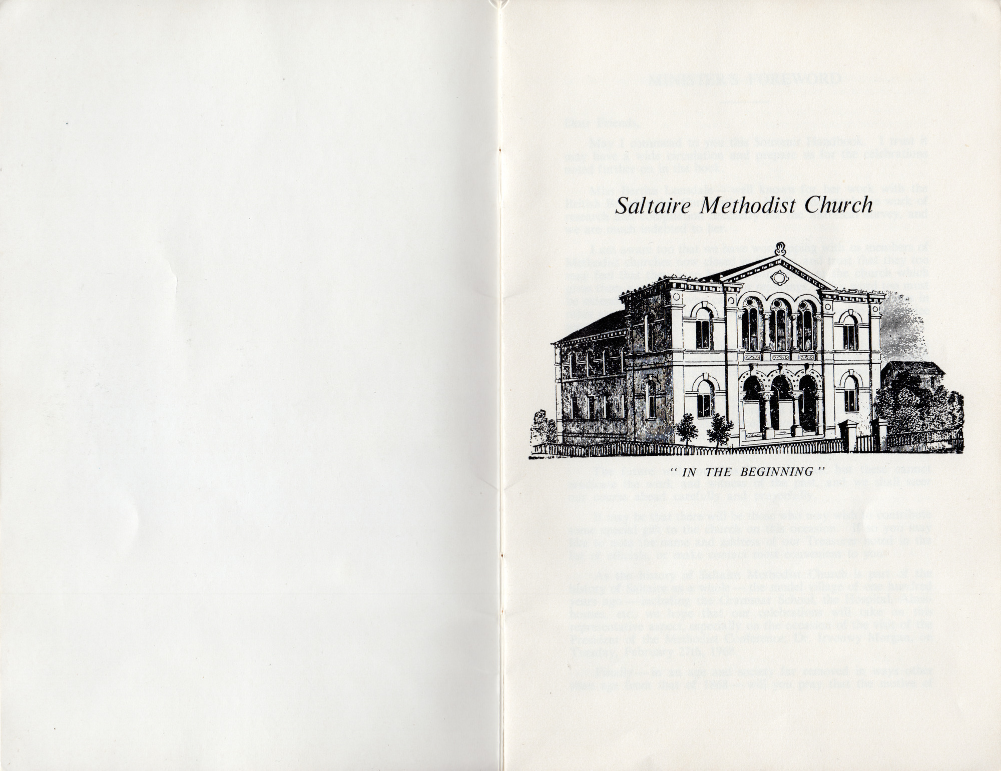 Saltaire Methodist Church Souvenir Centenary Handbook