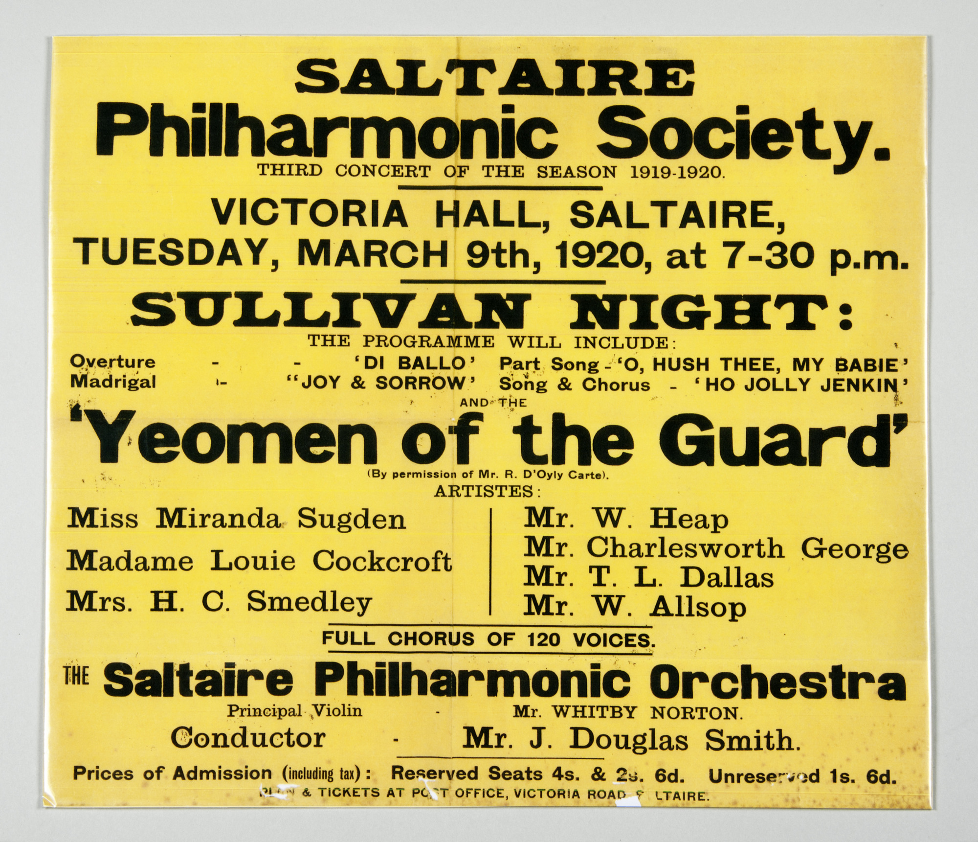 Saltaire Philharmonic Society - Sullivan Night 1920