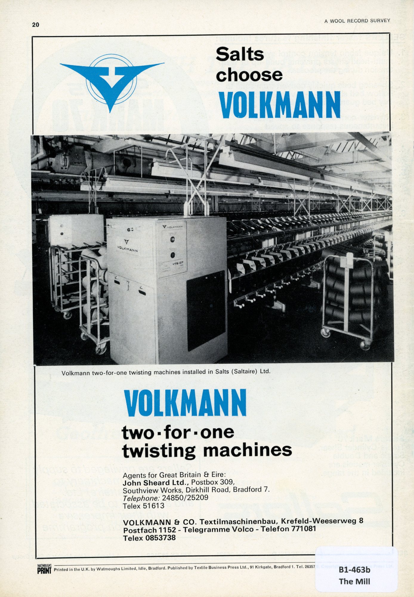Salts (Saltaire) Ltd - A Wool Record Survey: Back cover - page 20