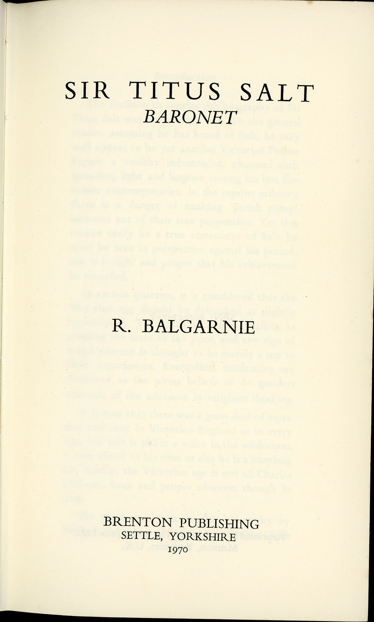 Sir Titus Salt: Title page