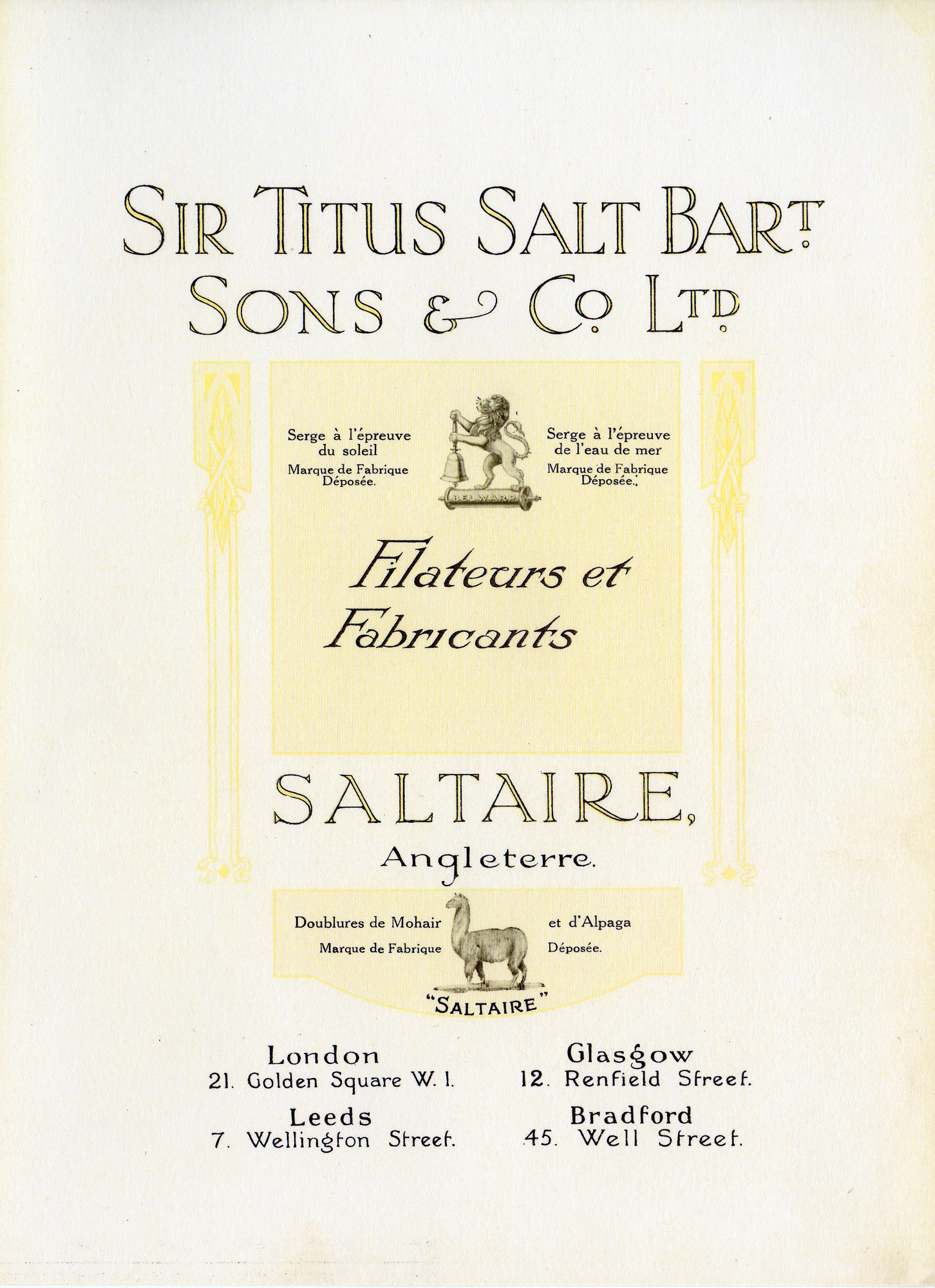 Sir Titus Salt Bart. Sons and Co Limited: Page 1 alone (title page)