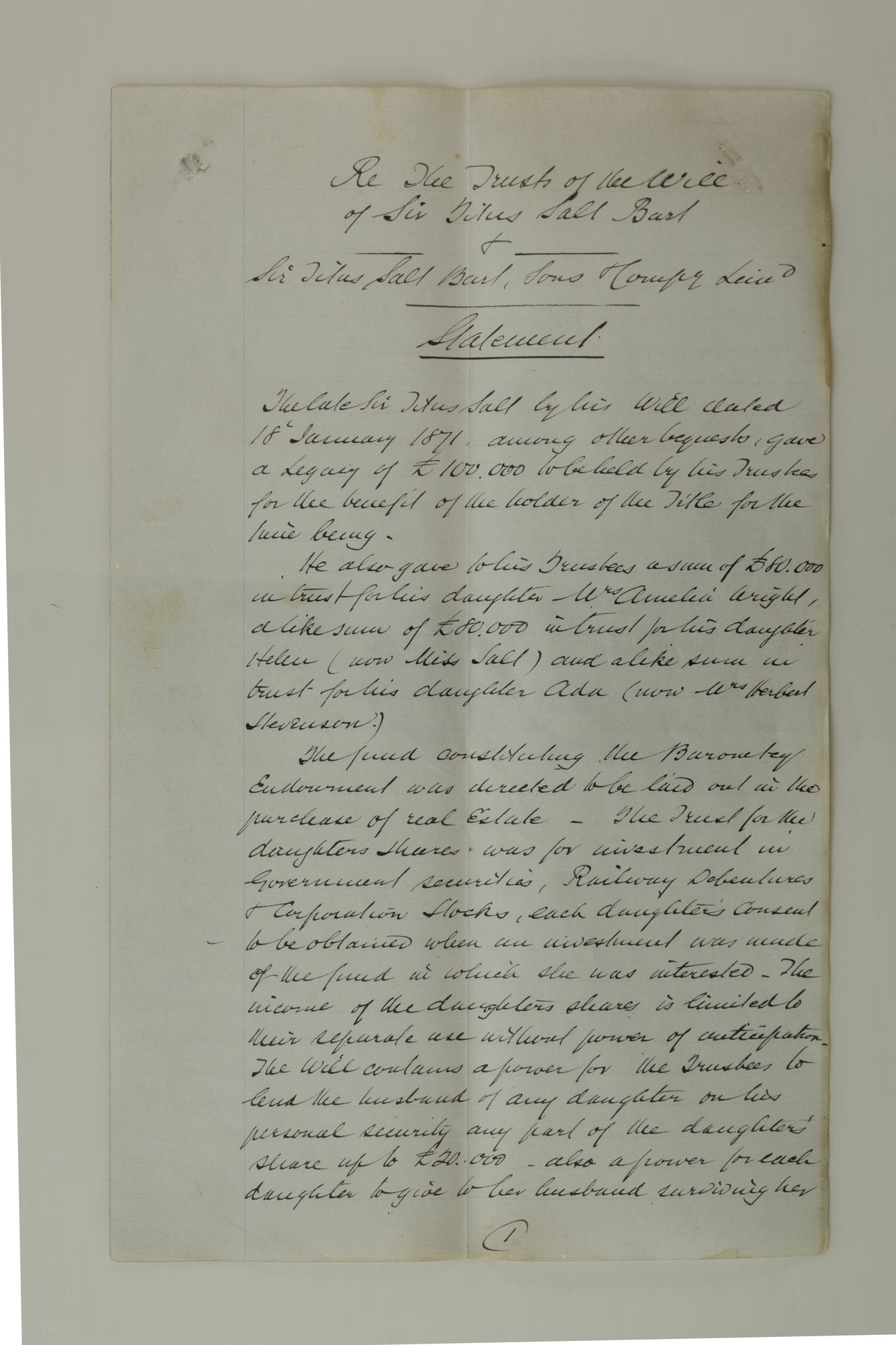 Statement and scheme for reconstruction: Page 1