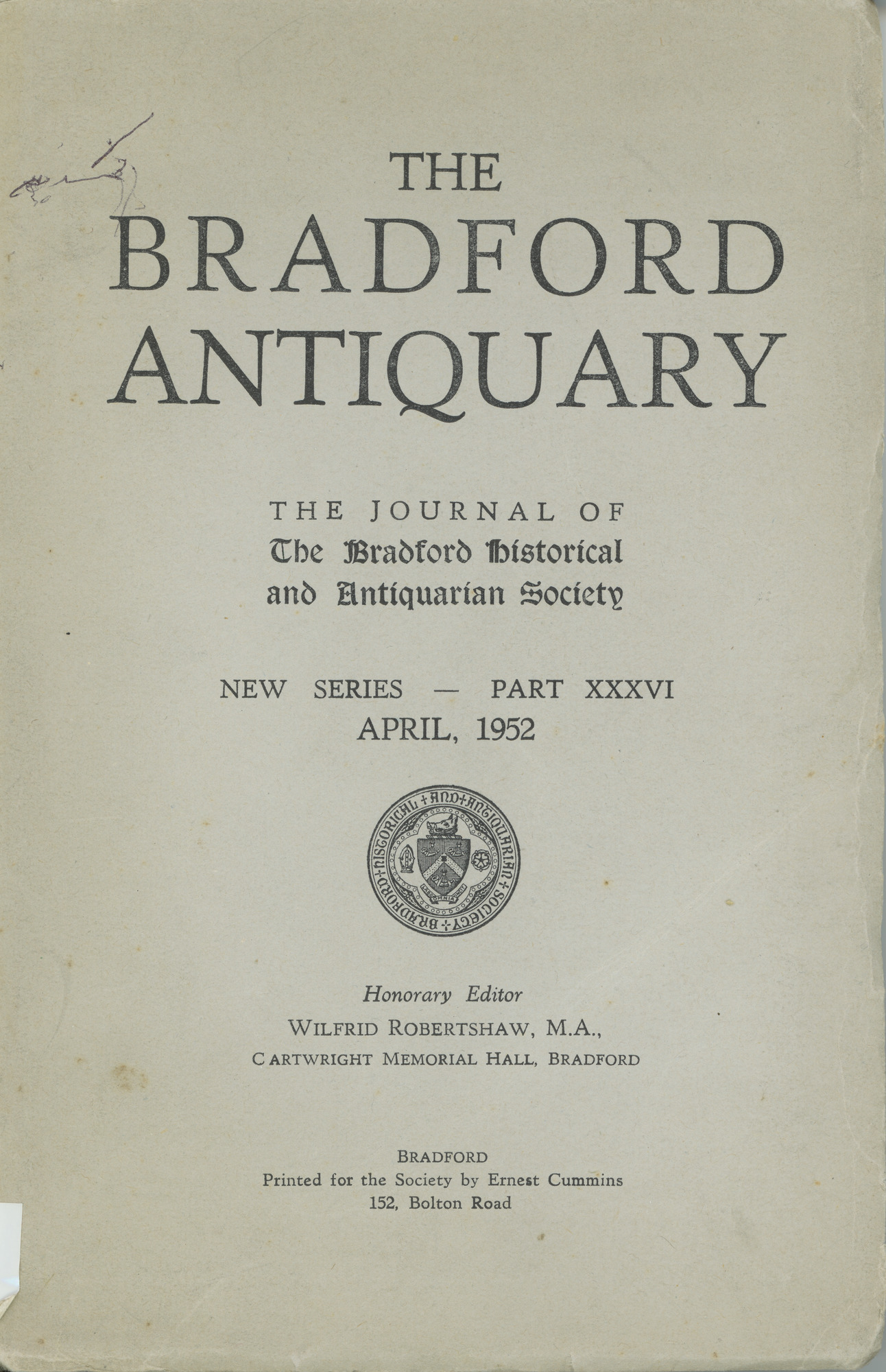 The Bradford Antiquary April 1952