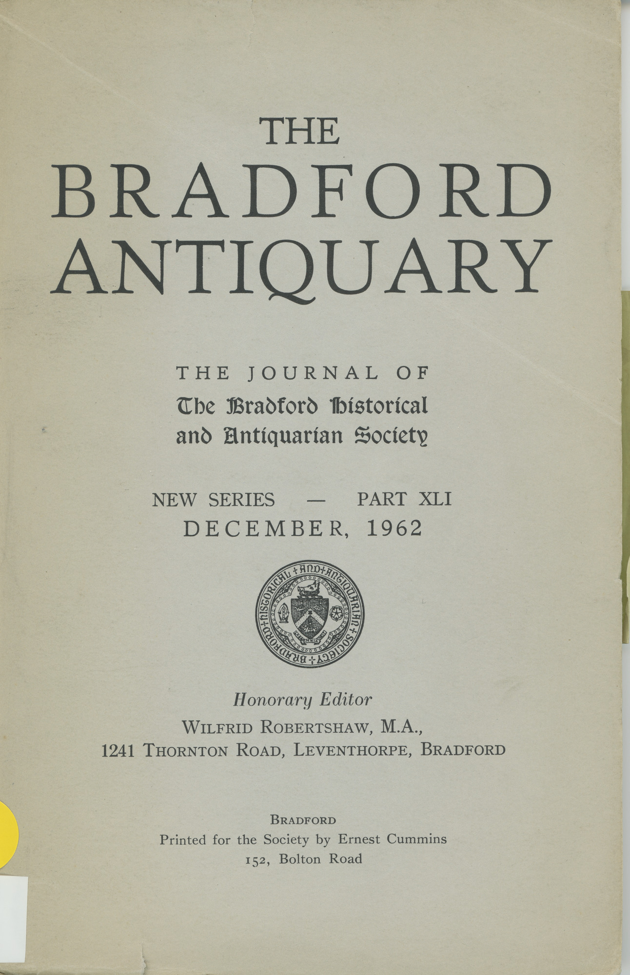 The Bradford Antiquary December 1962