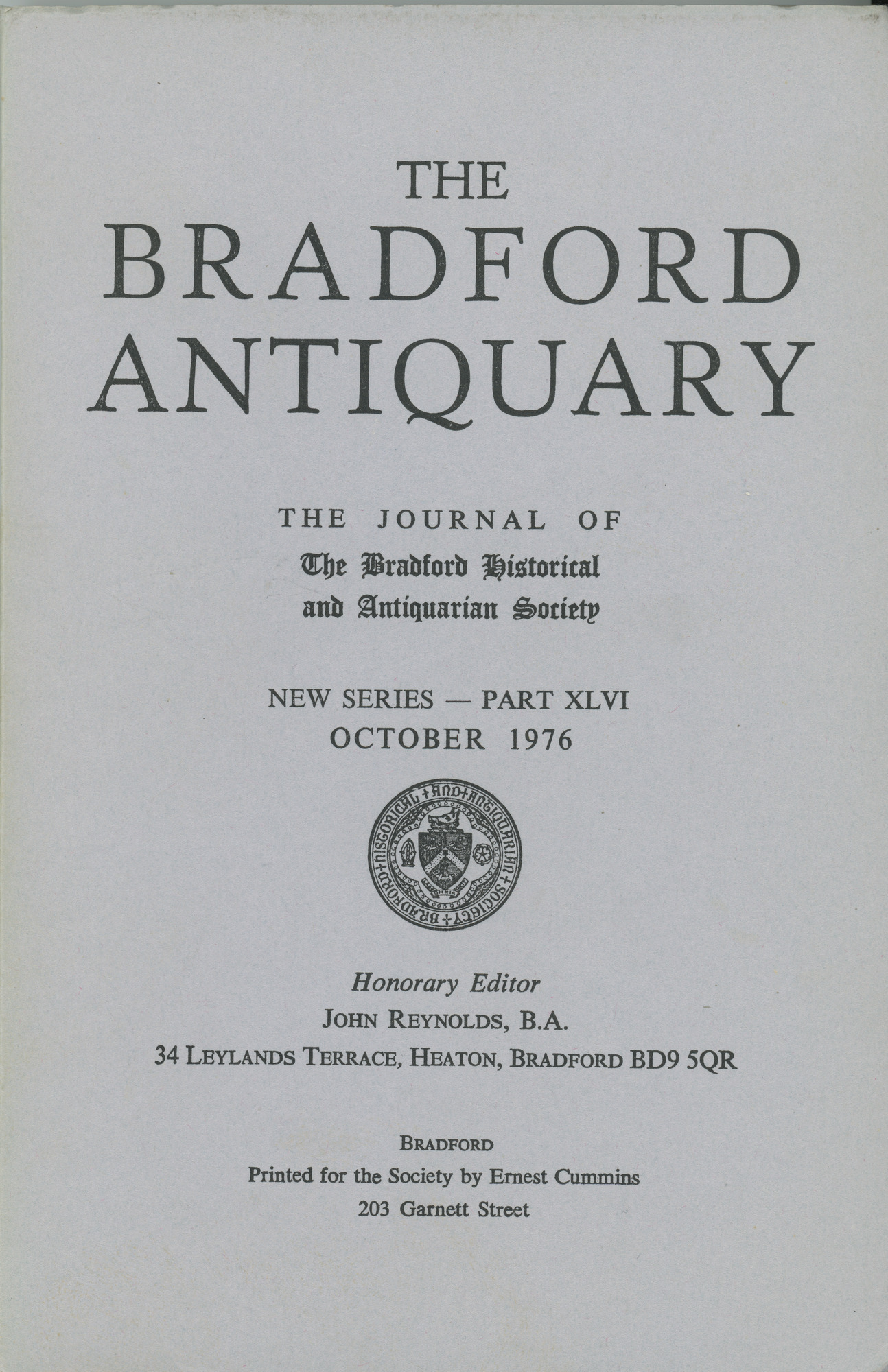 The Bradford Antiquary October 1976