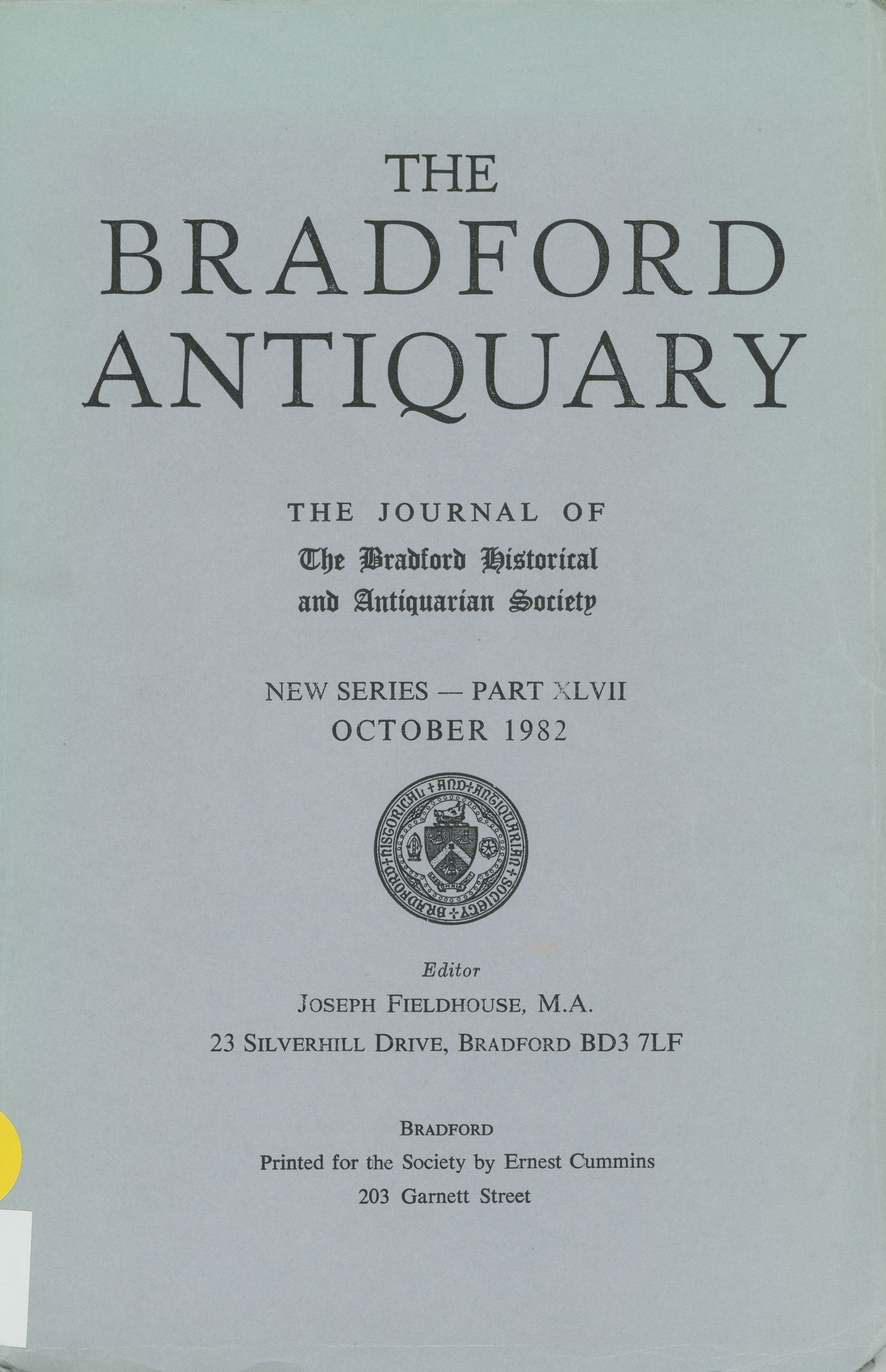 The Bradford Antiquary October 1982
