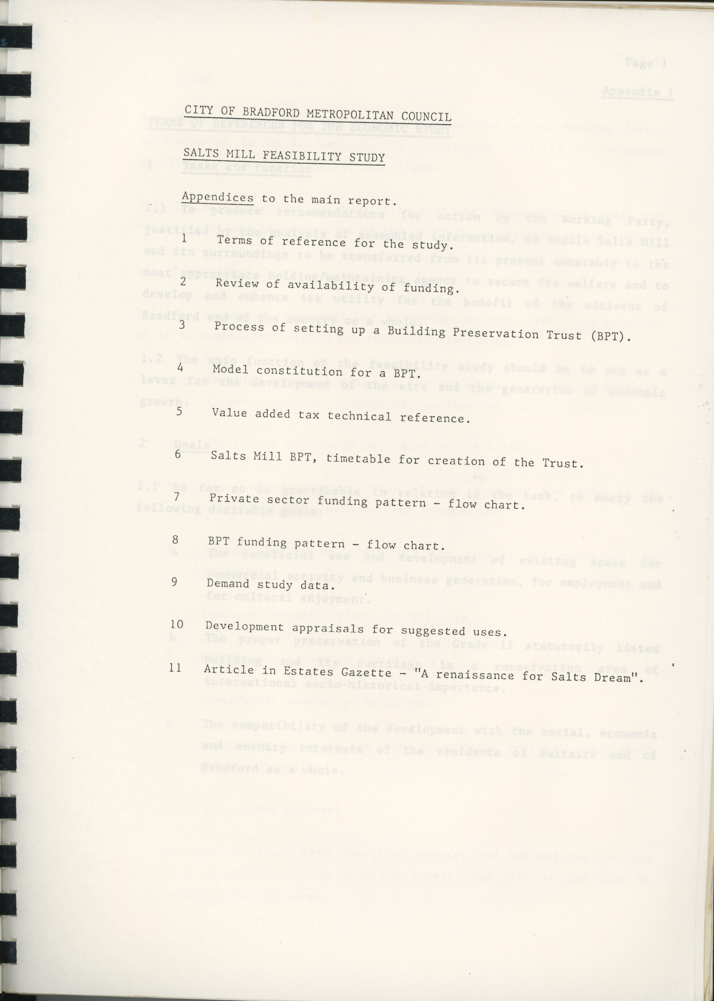 The Future of Salts Mill - Appendices