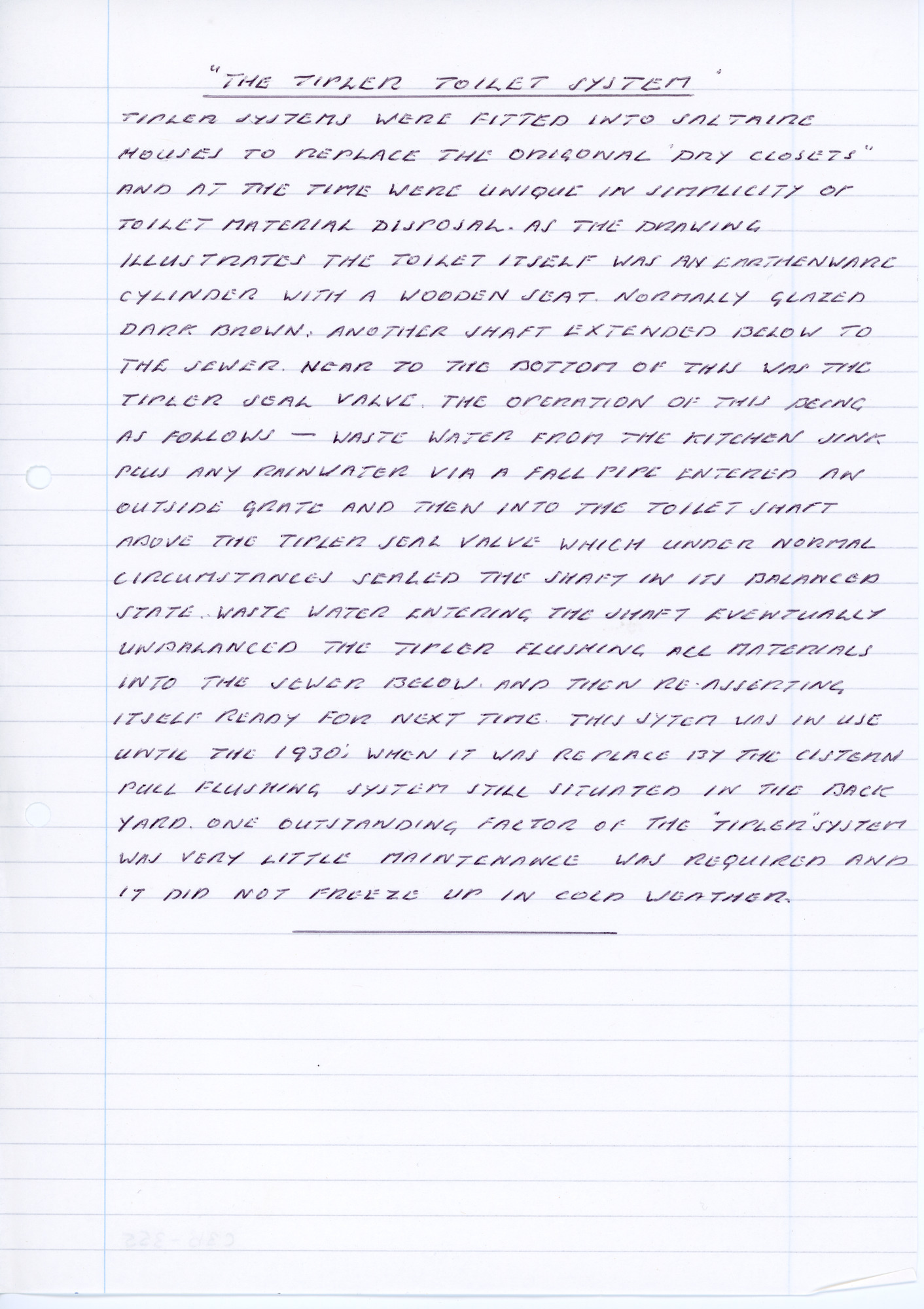 Tippler toilet: Description