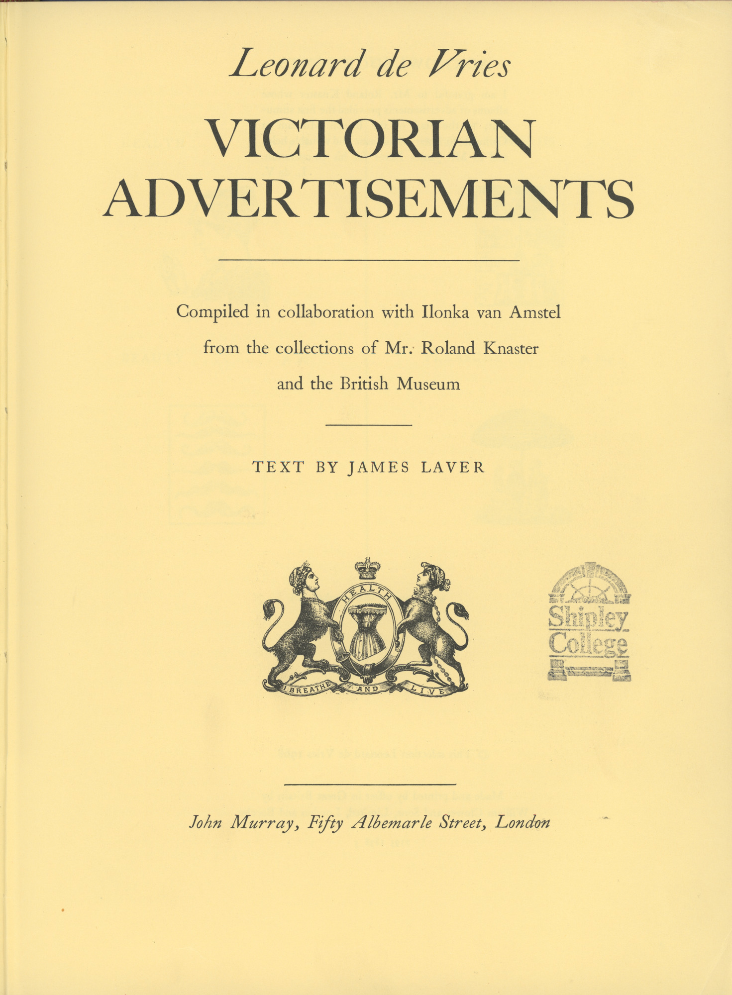 Victorian advertisements: Contents page