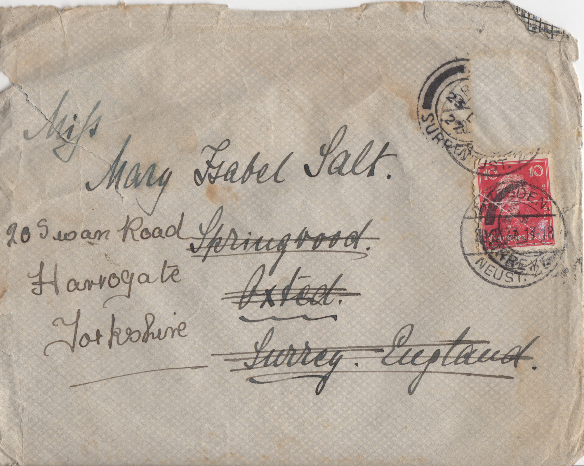 Letter from Isabel Salt to Tottie 1927