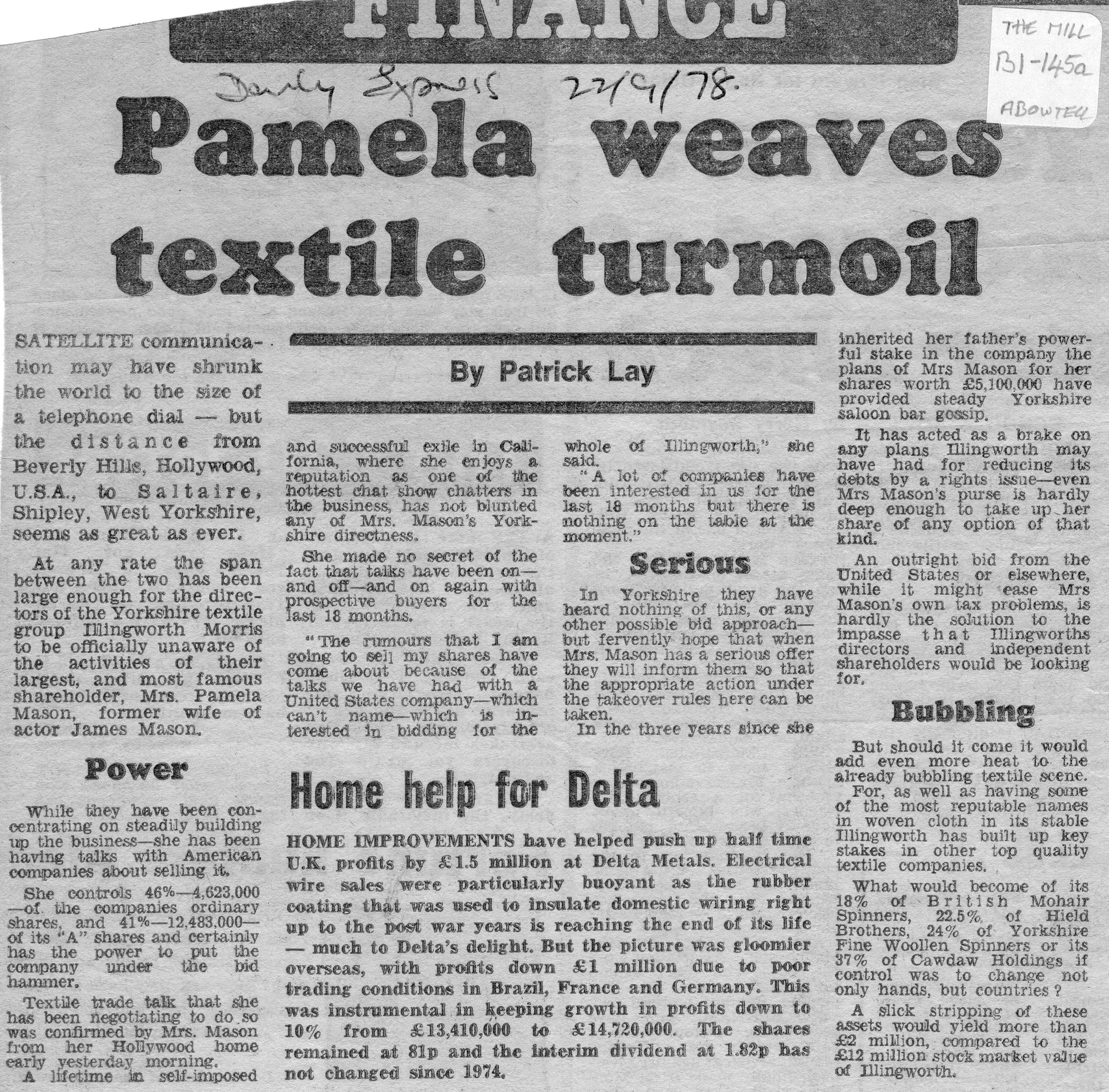 Pamela Mason's dispute with Illingworth, Morris and Co Ltd.