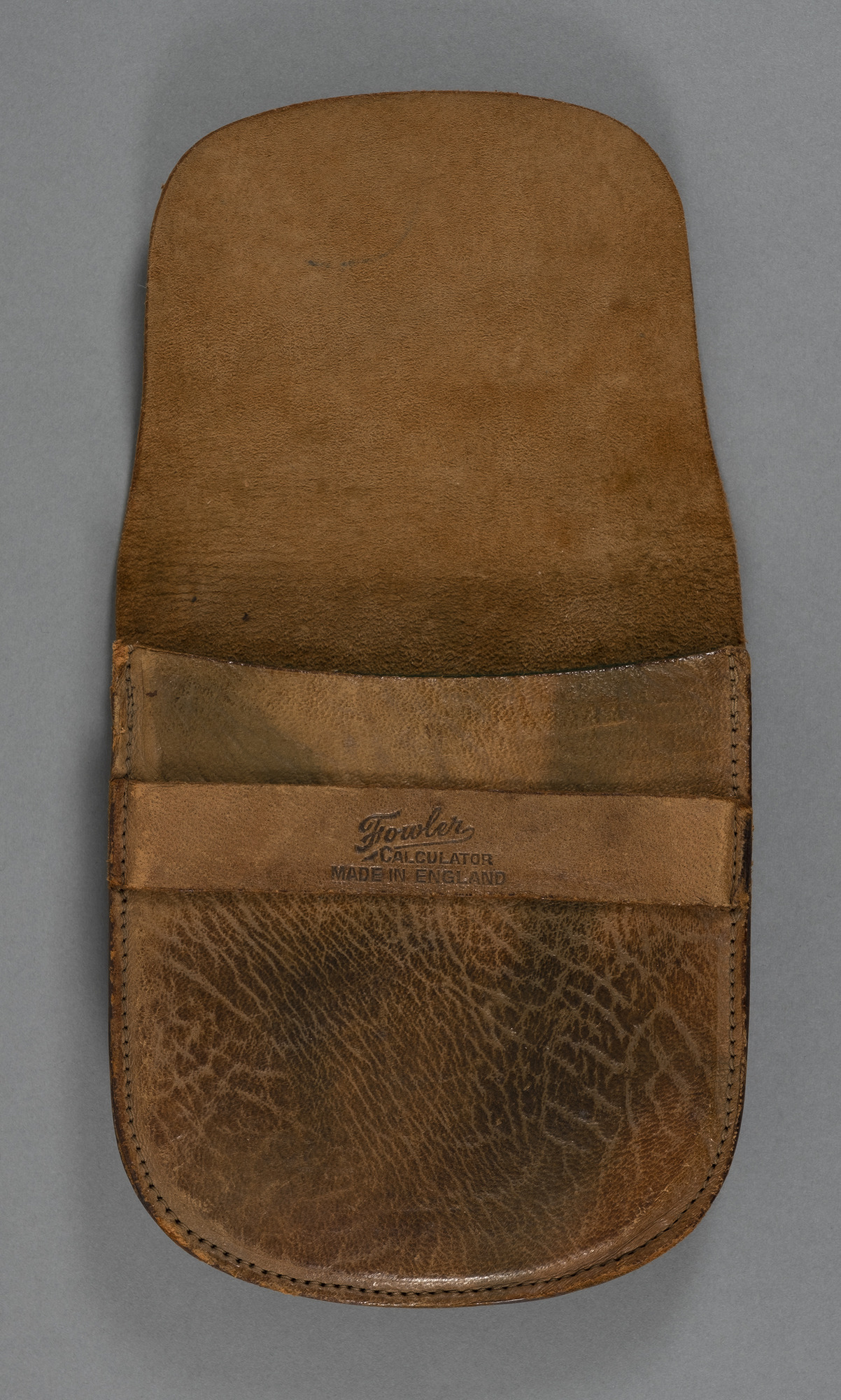 Fowler Textile Calculator with Leather case: Calculator case front view