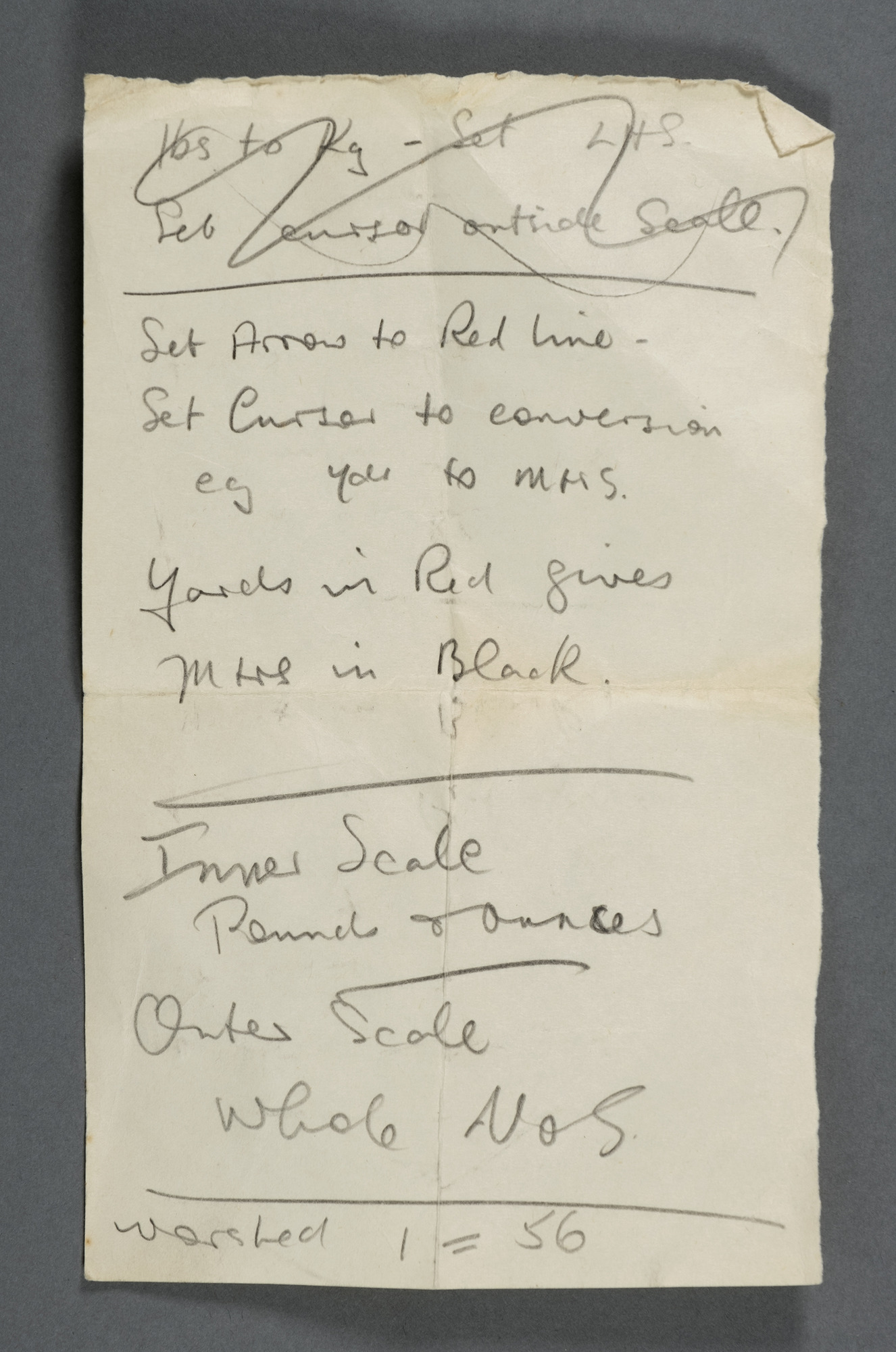 Fowler Textile Calculator with Leather case: Handwritten instructions found in case