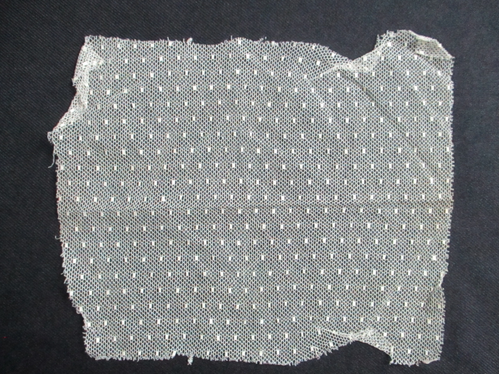 Piece of cream netting.: Piece of spotted cream netting. (ii)