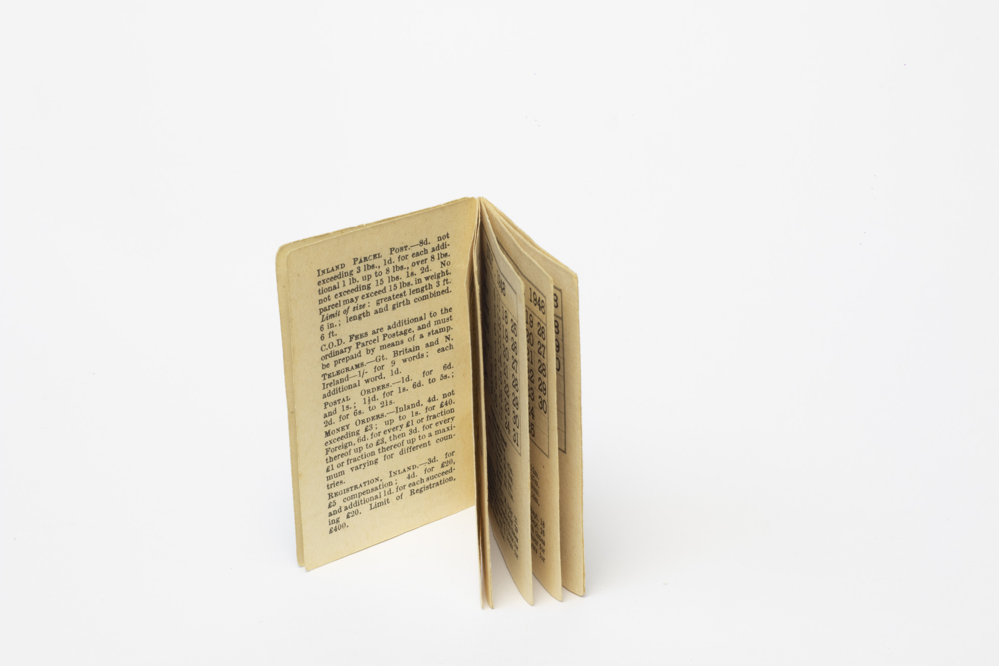 Pocket calendar: page view of calendar