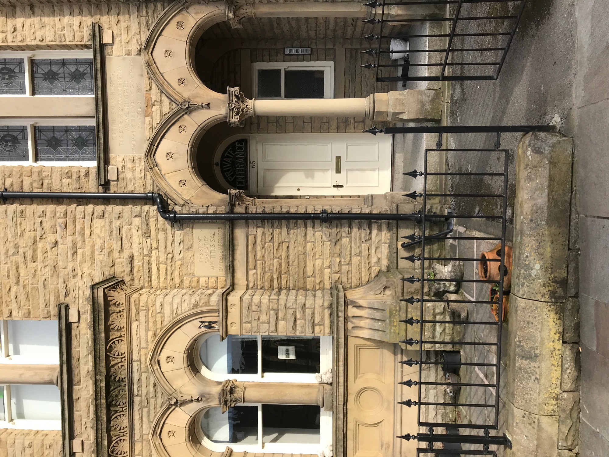 Silver Trowel: Photograph of the foundation stone for the Saltaire Hospital extension