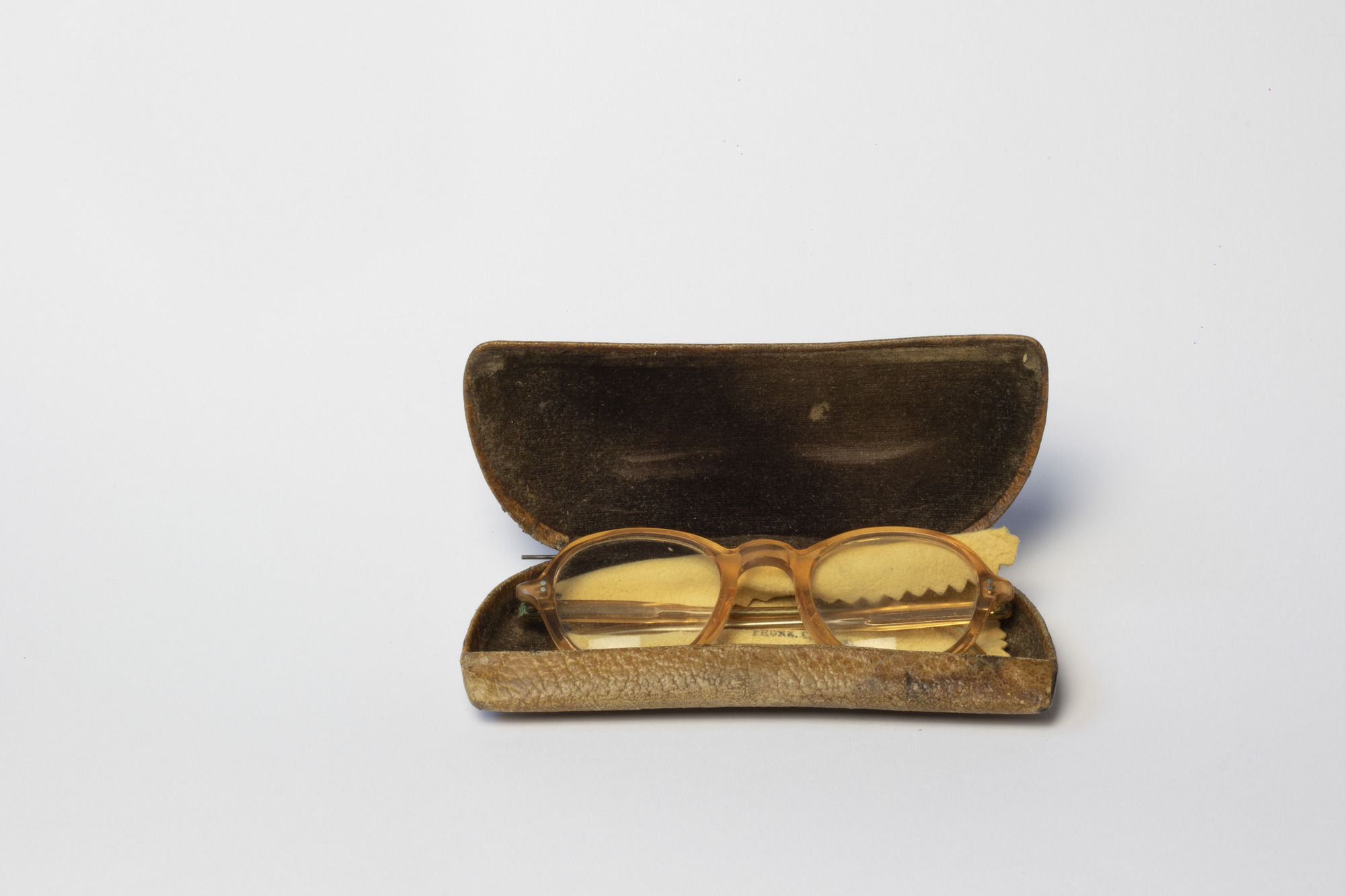 Spectacles and case: front view of open case
