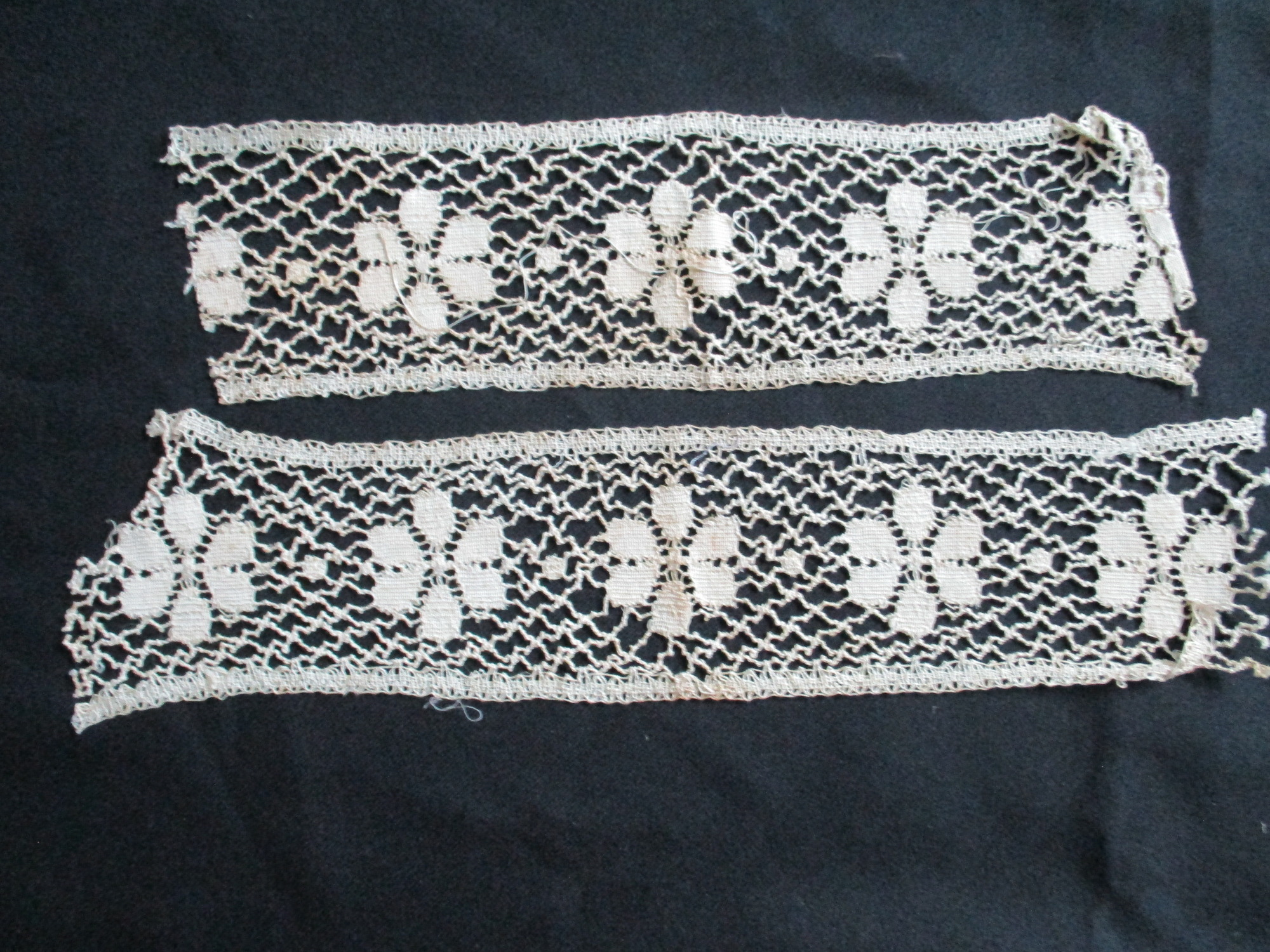 Two pieces of cream cotton lace