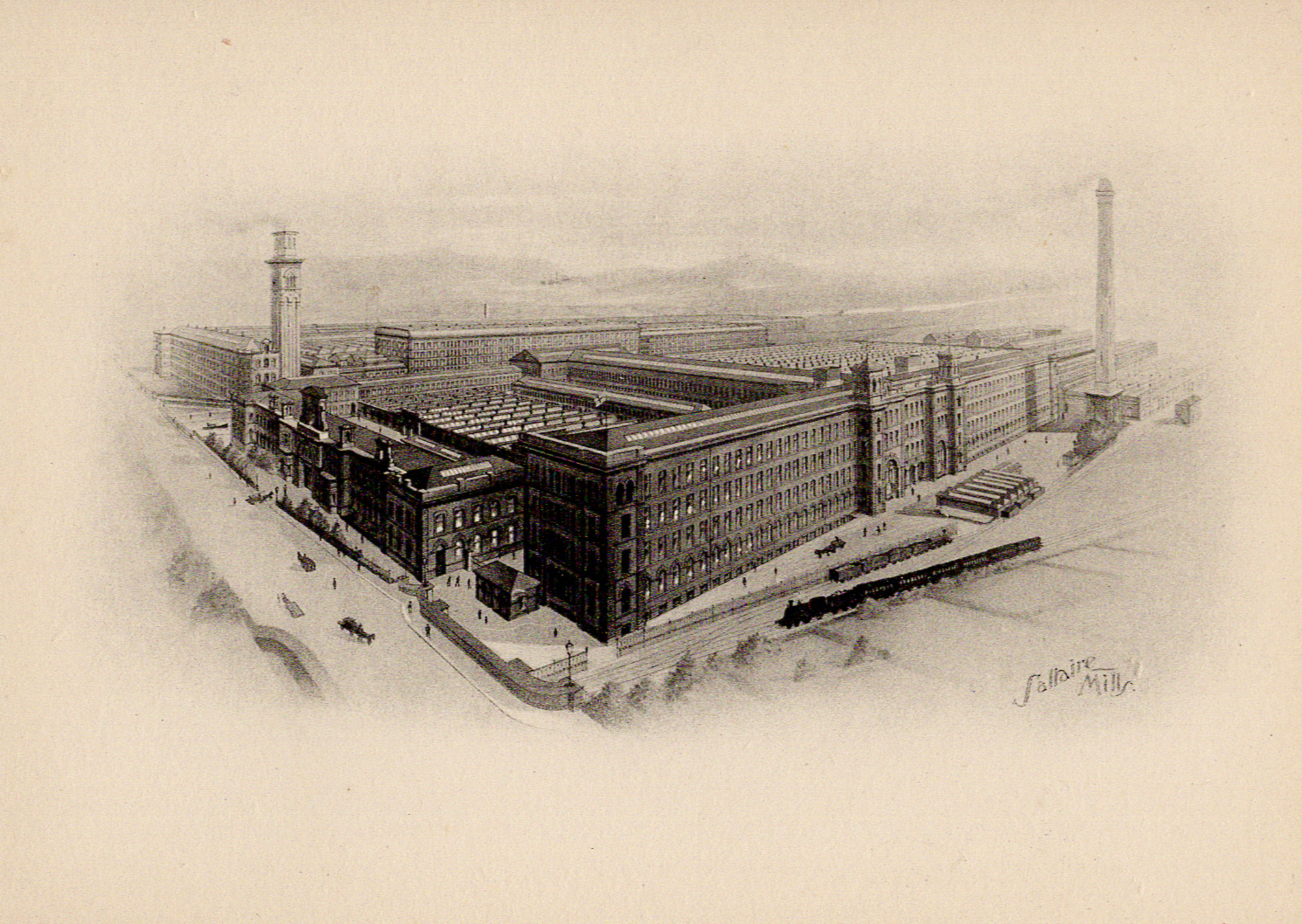 Aerial views of Saltaire Mill as prints (3)