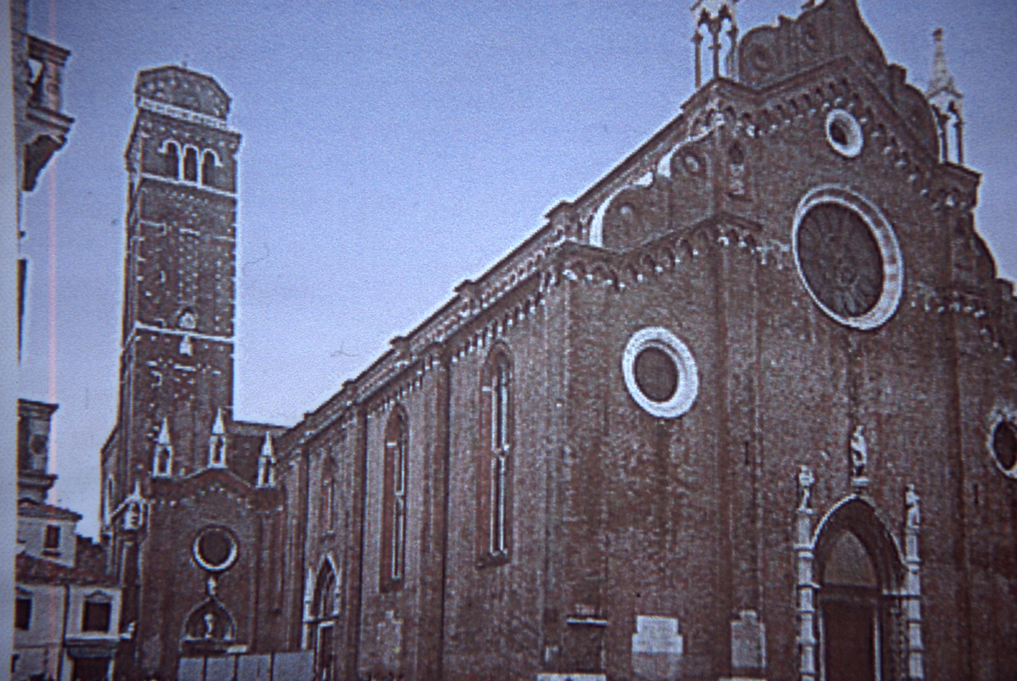 Collection of Slides relating to Saltaire: Compiled by Bowtell, Albert. The Campanile tower of the church was the inspiration for the chimney of the 'New Mill', an extnsion to the original Salts Mill.