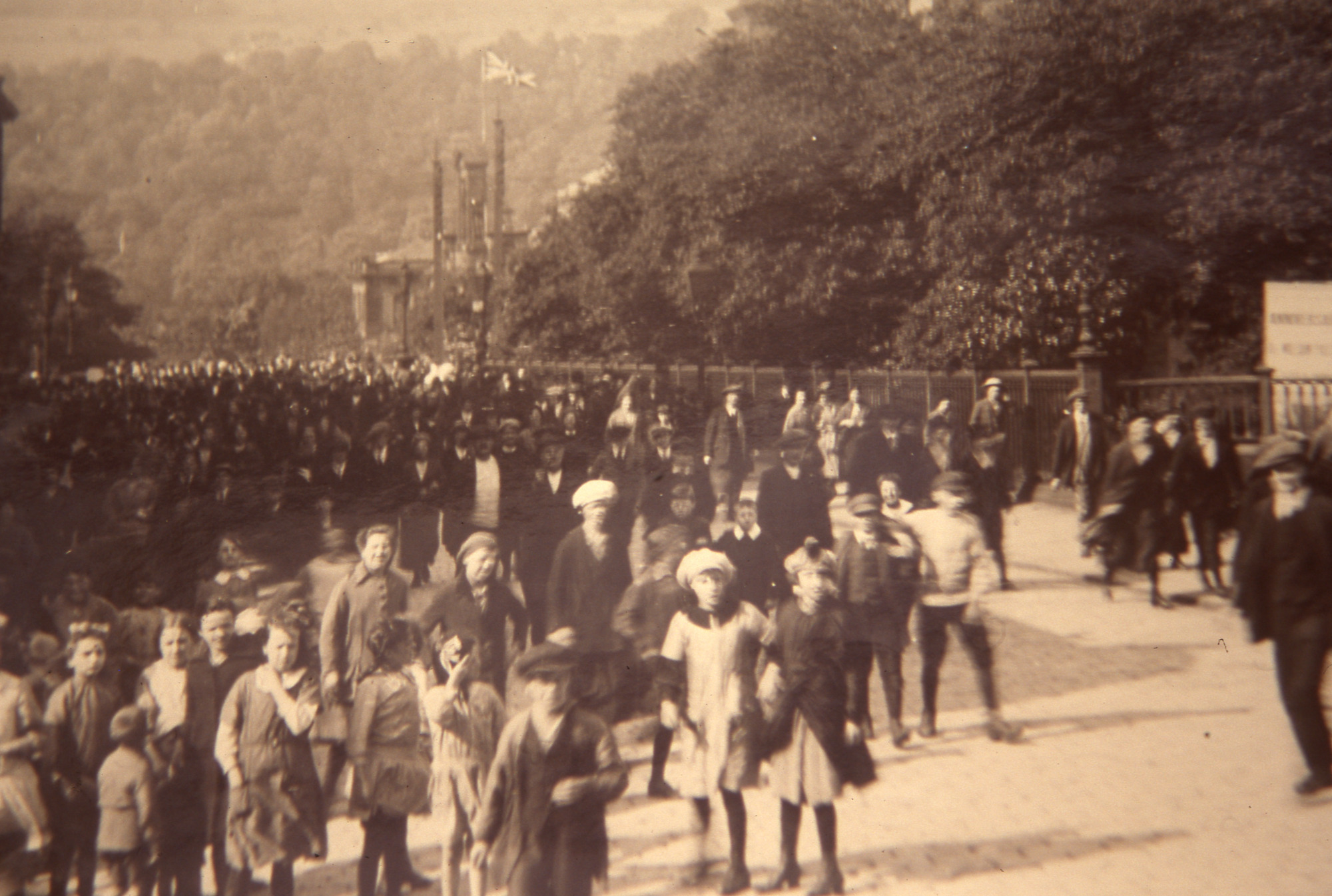 Employees leaving mill