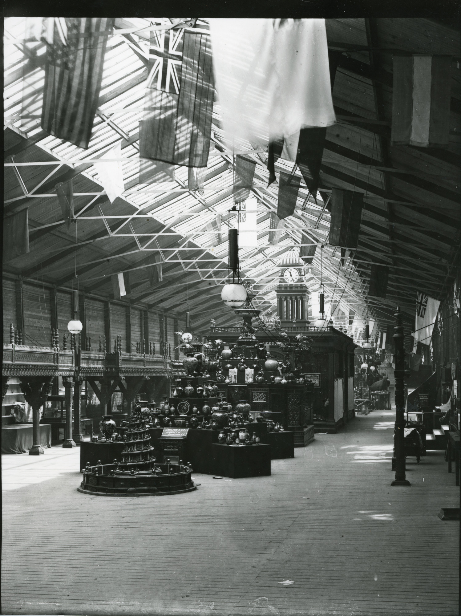 Inside a building of the Royal Yorkshire Jubilee exhibition 1887