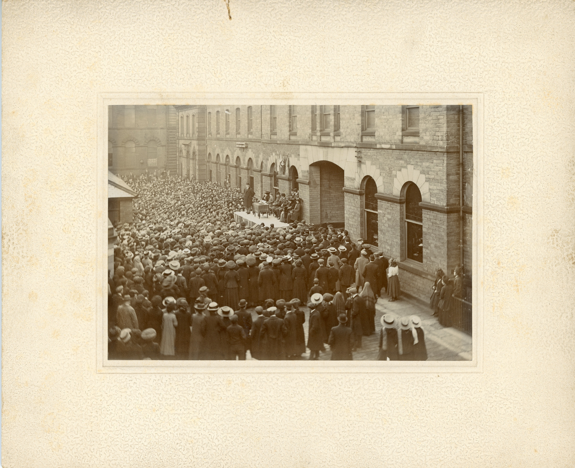 James Roberts speaking to workers