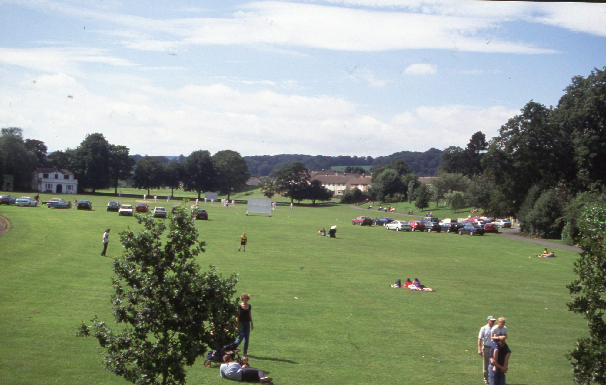 Photograph of Cricket field. One of a collection of Slides relating to Saltaire: Compiled by Bowtell, Albert .