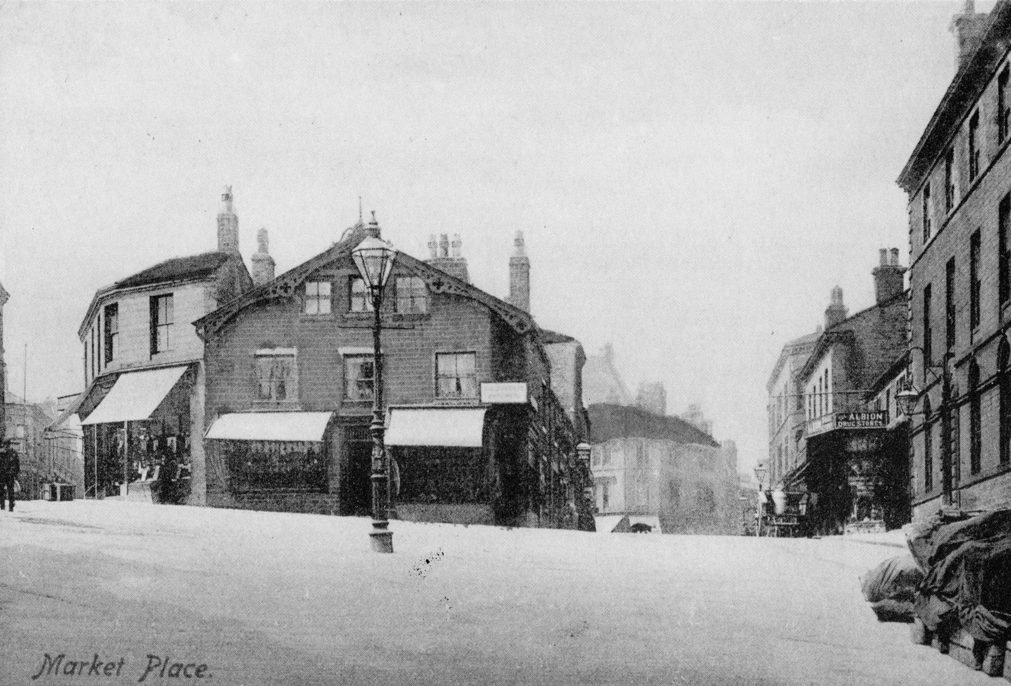 Photographic postcards of Saltaire and Shipley from the early twentieth centuries: Market Place in Shipley