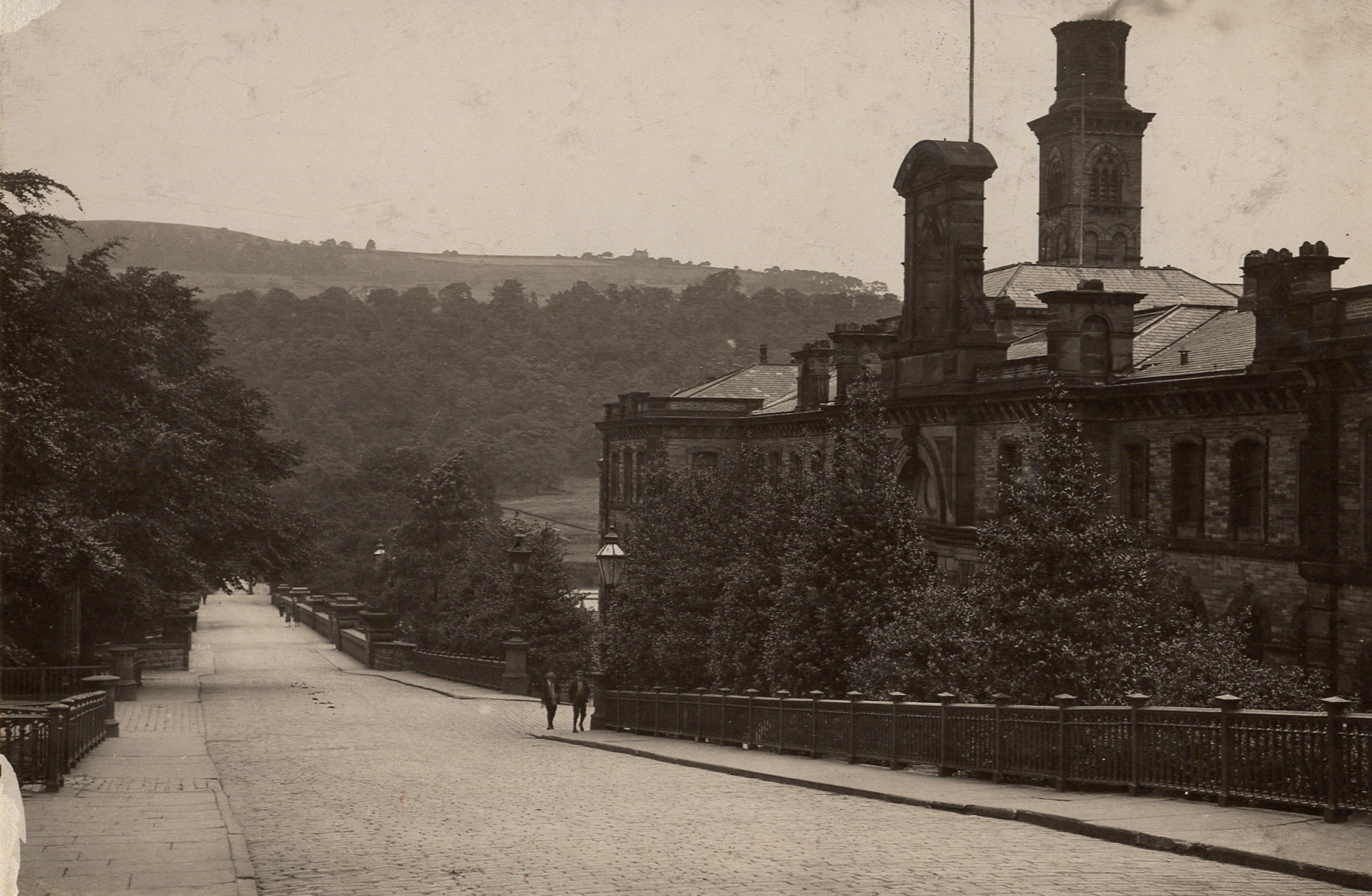 Postcard and 3 copies of Mill offices and bridge over the river