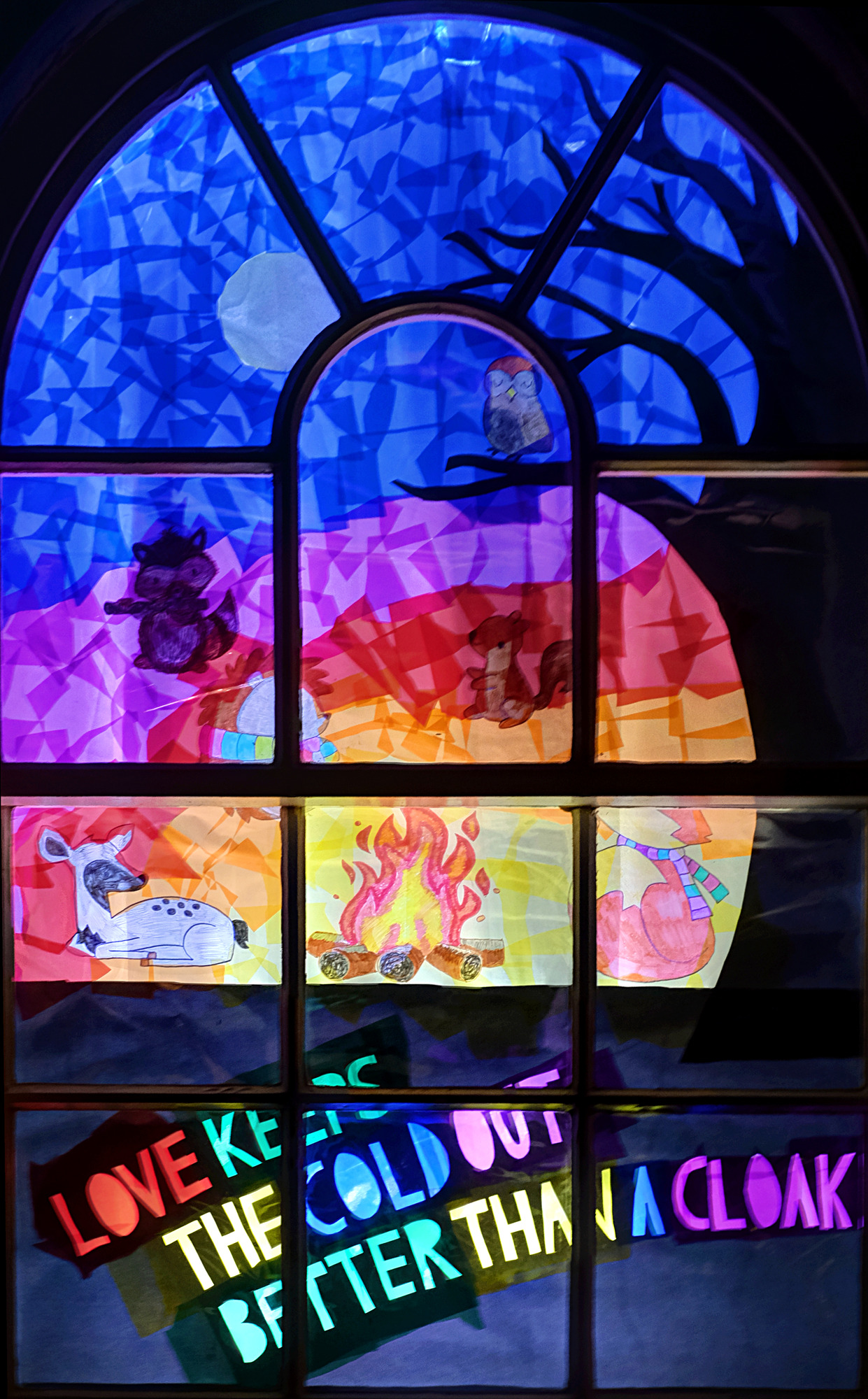 Saltaire Advent Window (Rainbow campfire)